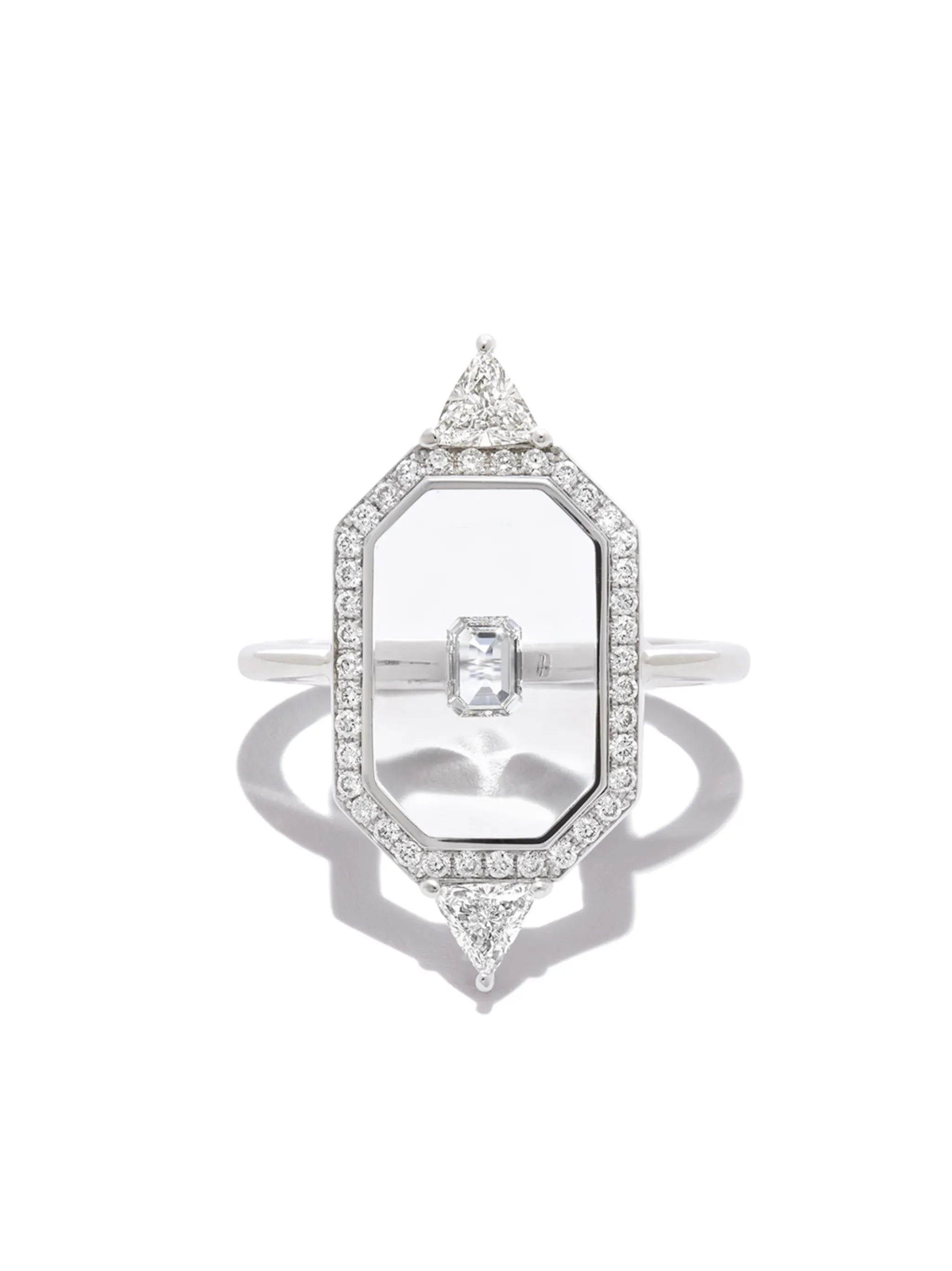18kt white gold diamond and enamel ring
