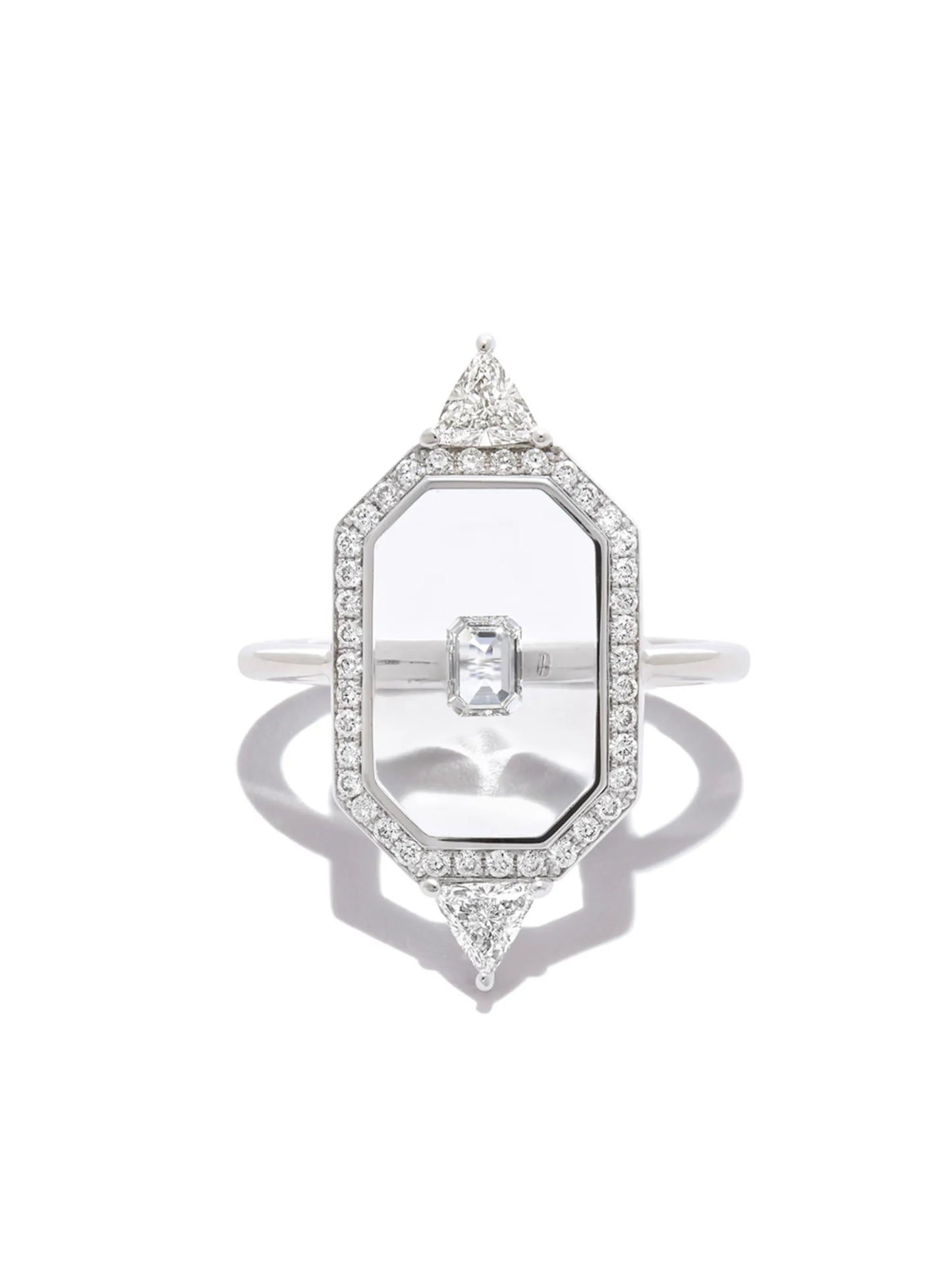 18kt white gold diamond and enamel ring