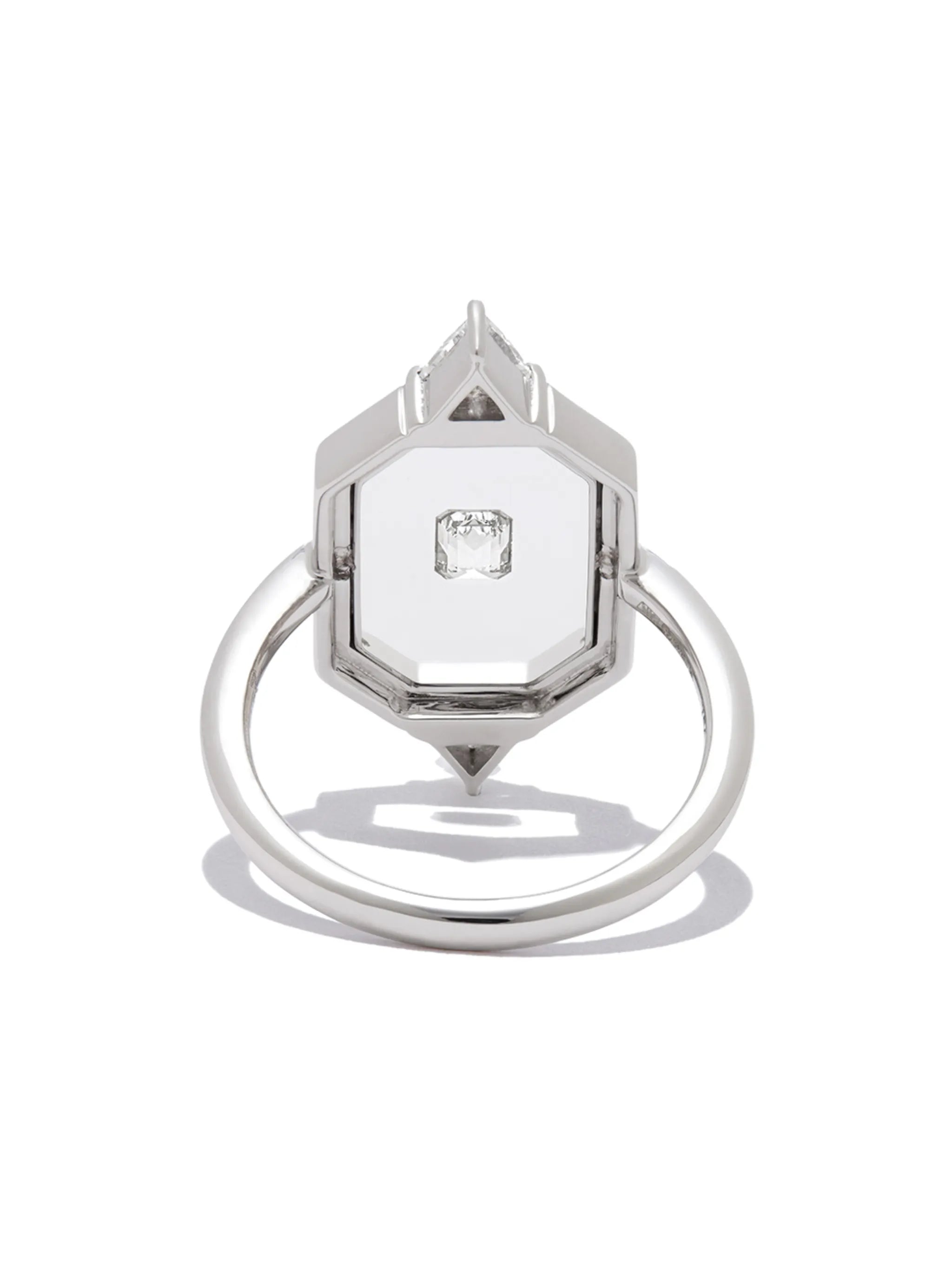 18kt white gold diamond and enamel ring