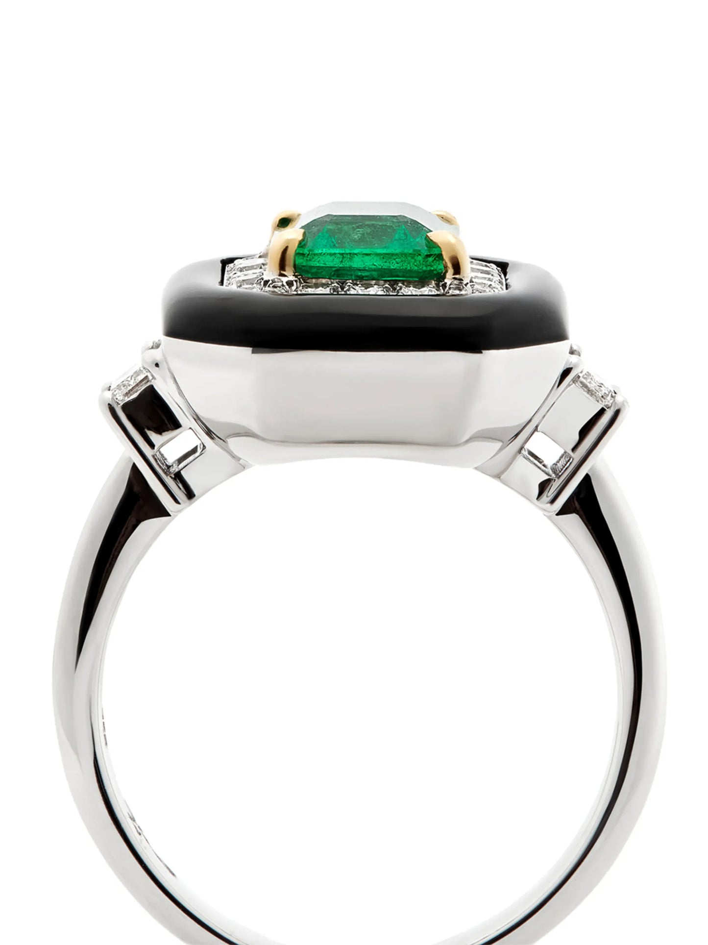 18kt white and yellow gold diamond and enamel ring