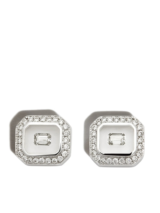 18kt white gold Universe diamond stud earrings