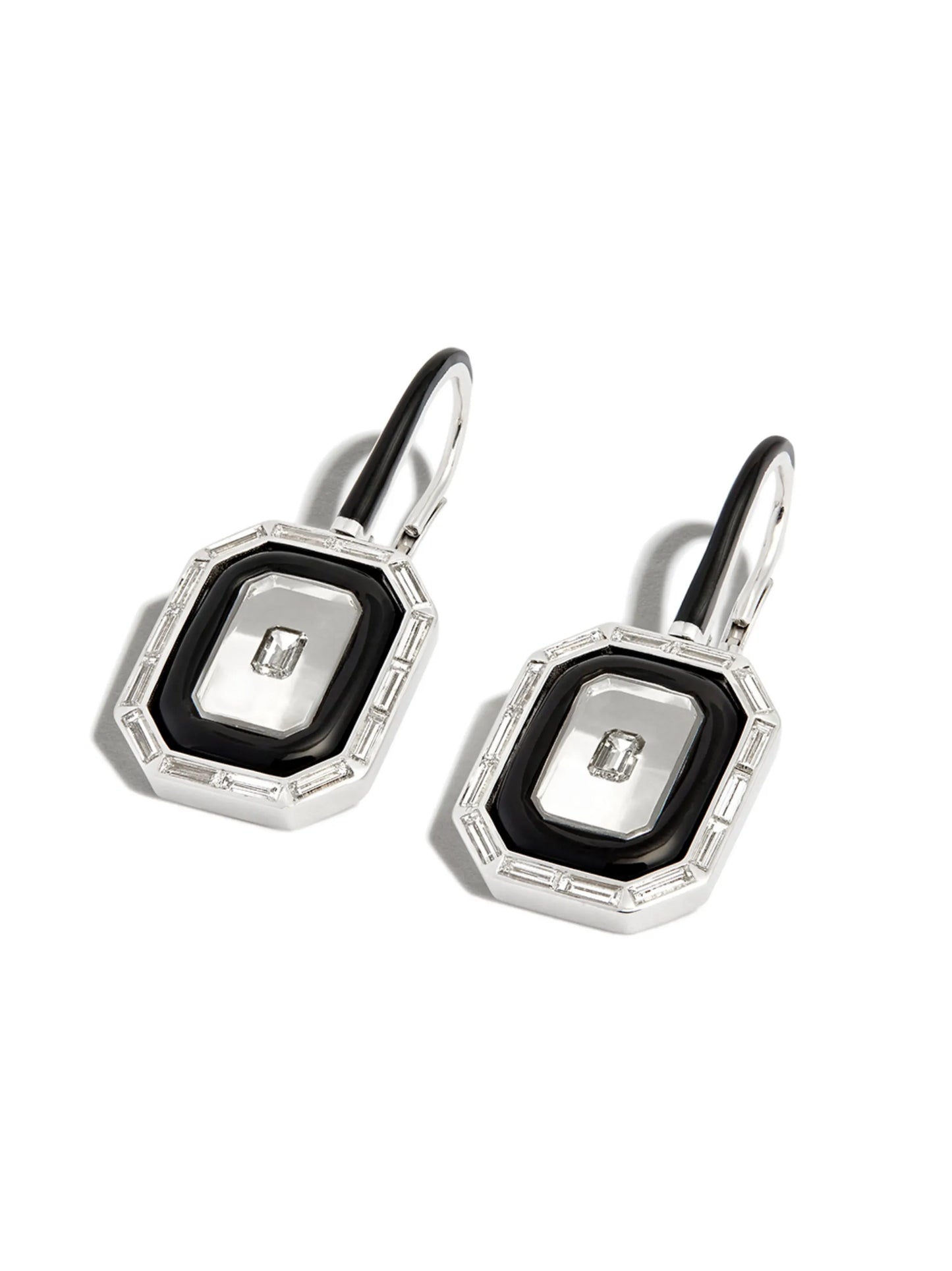 18kt white gold Universe diamond and enamel drop earrings