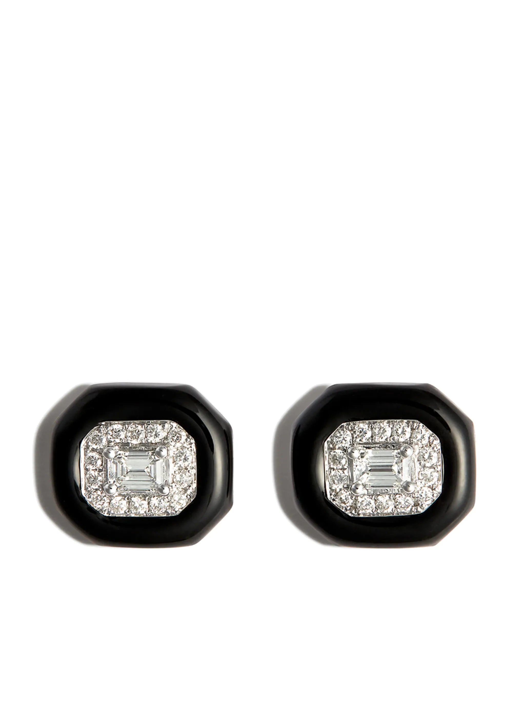 18kt white gold diamond and enamel stud earrings