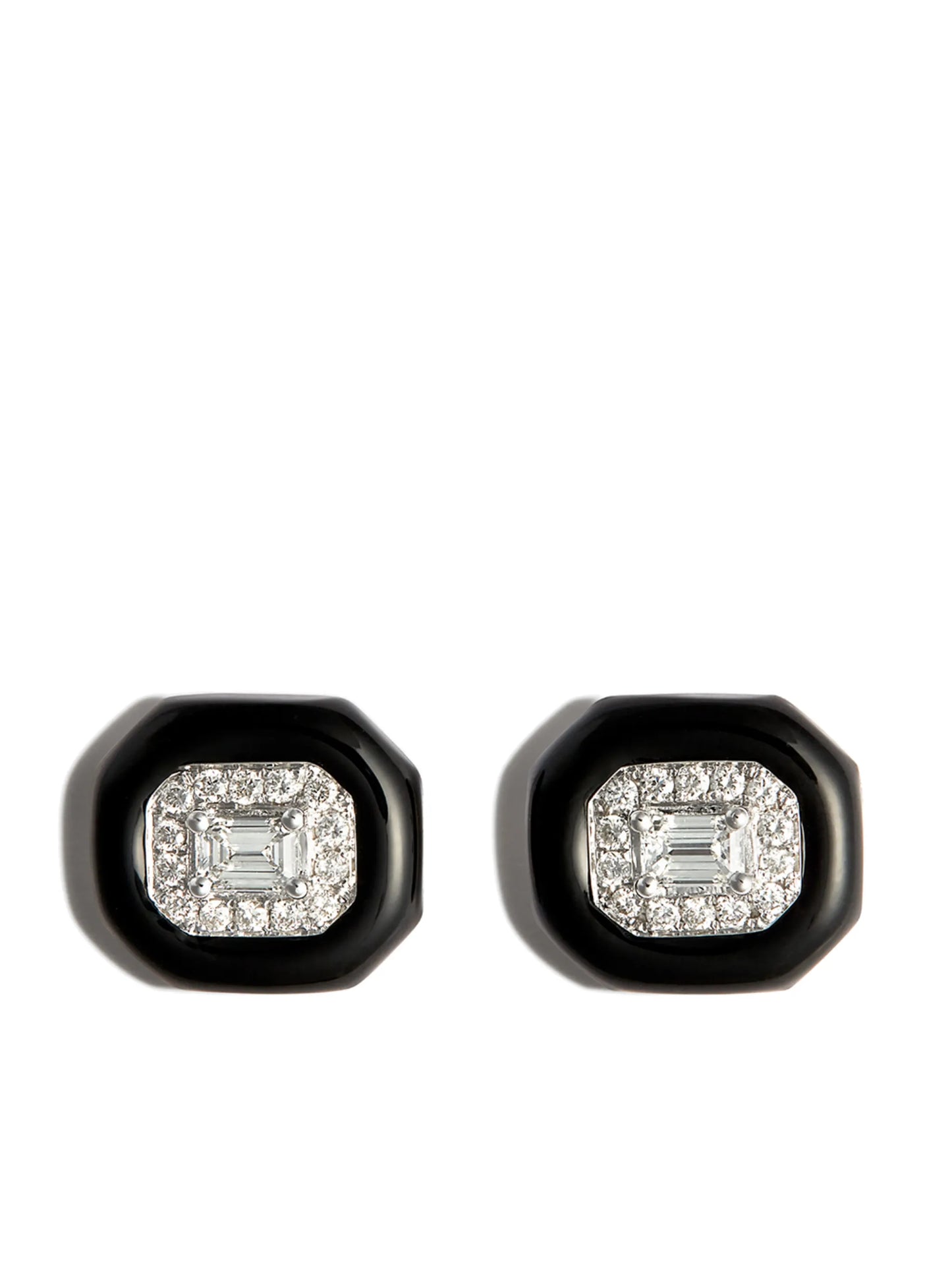 18kt white gold diamond and enamel stud earrings