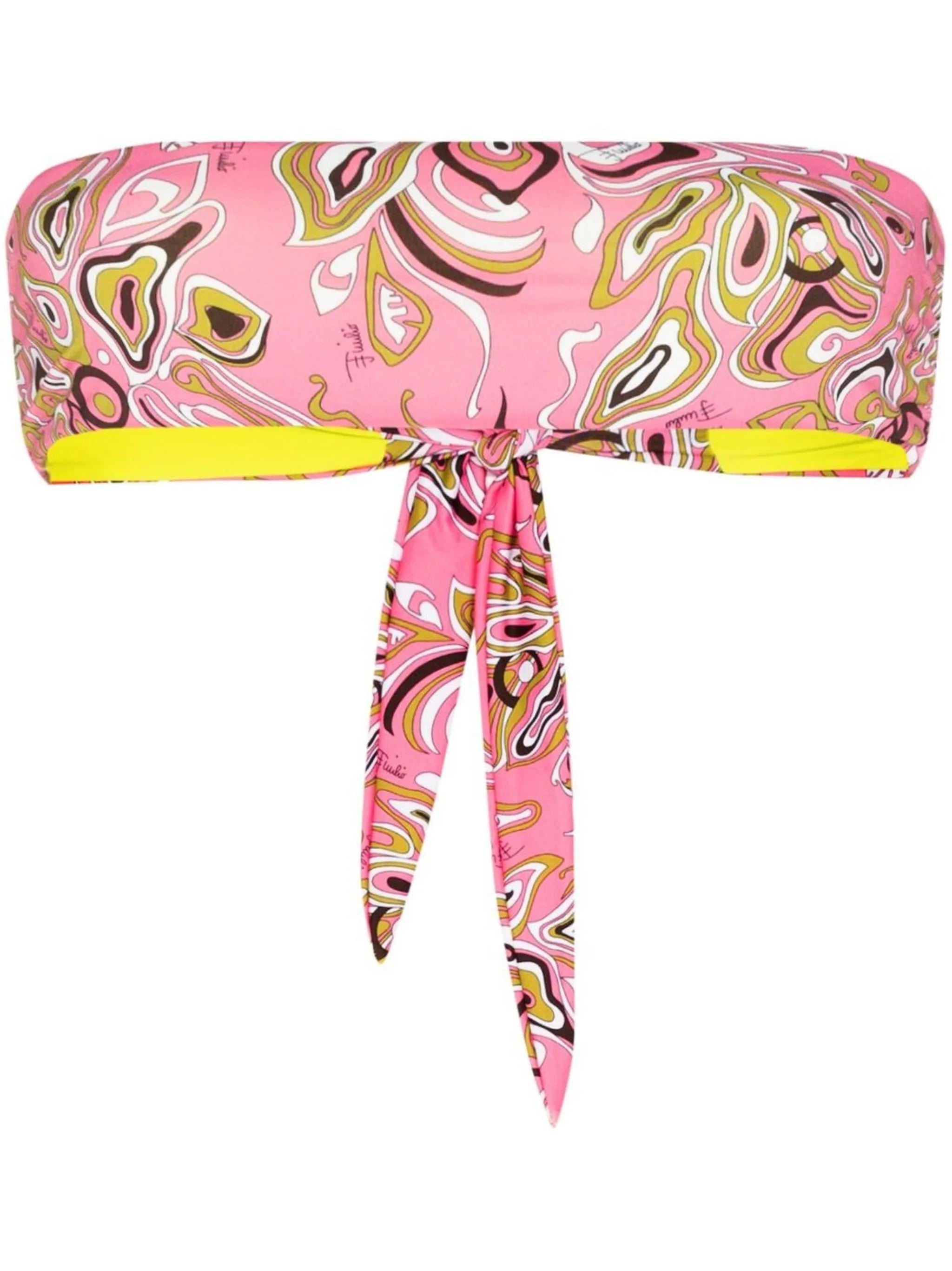 Farfalle-print bandeau bikini top