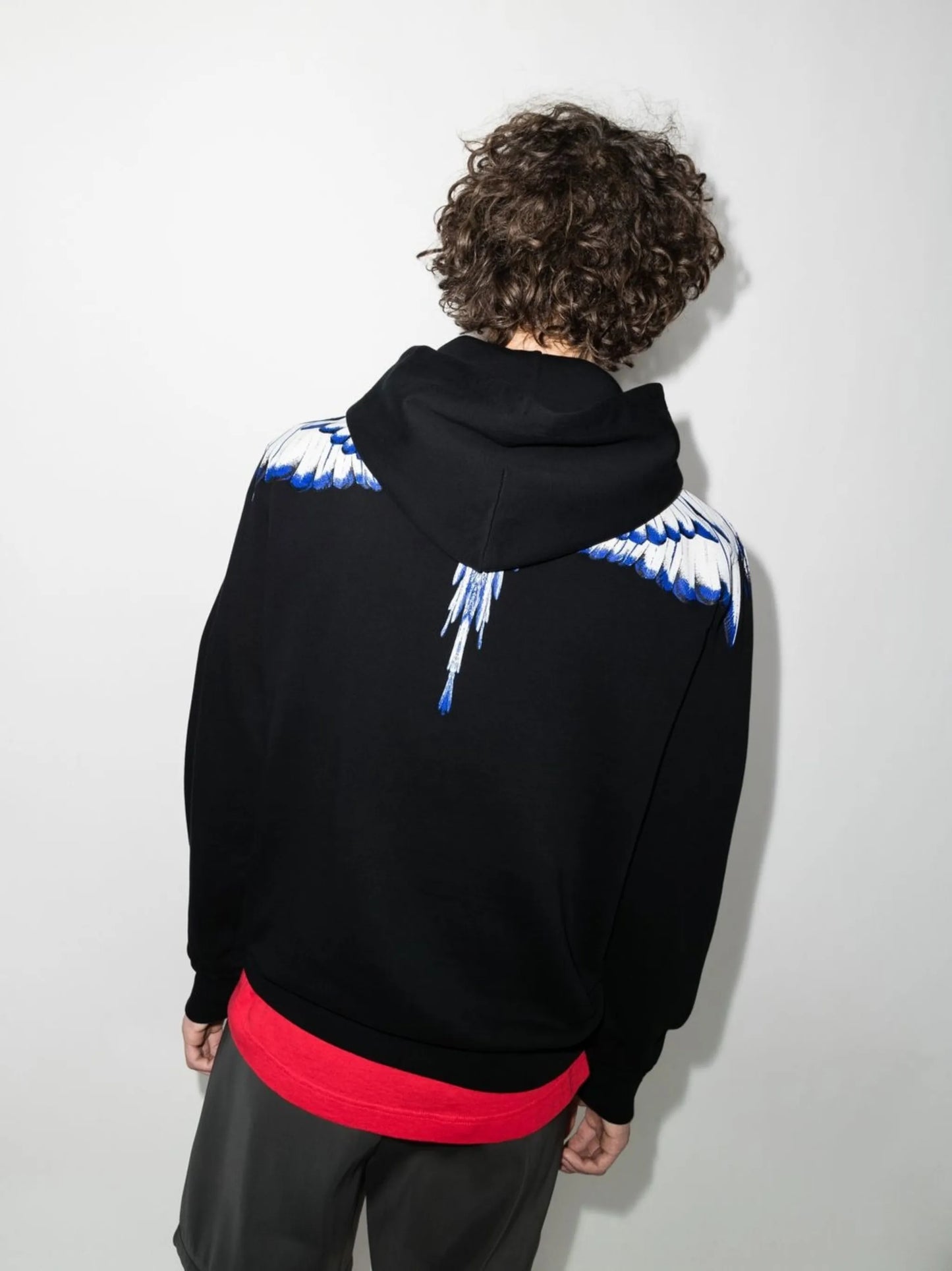 Wings-print drawstring hoodie