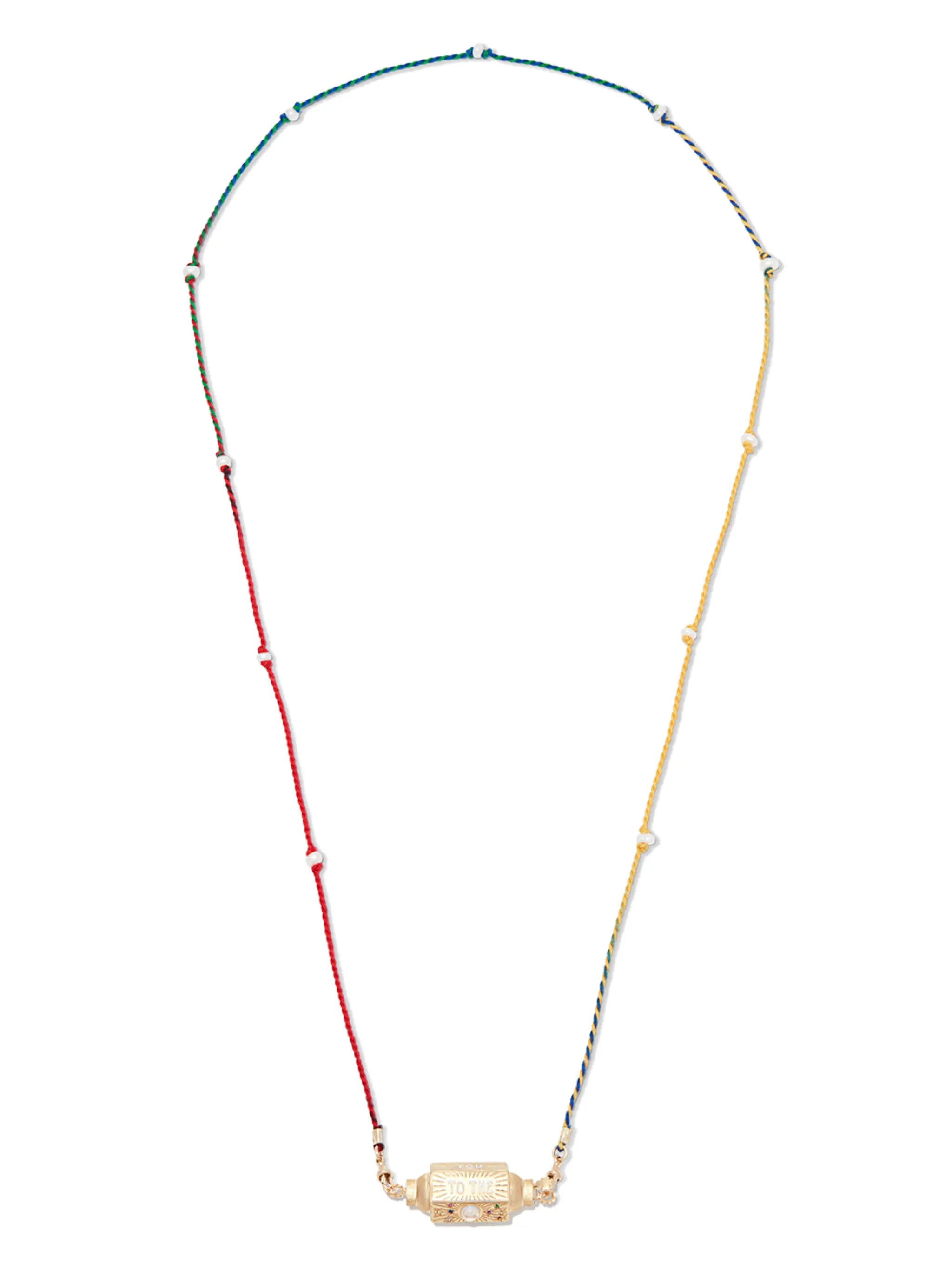 14kt yellow gold Love You multi-stone necklace