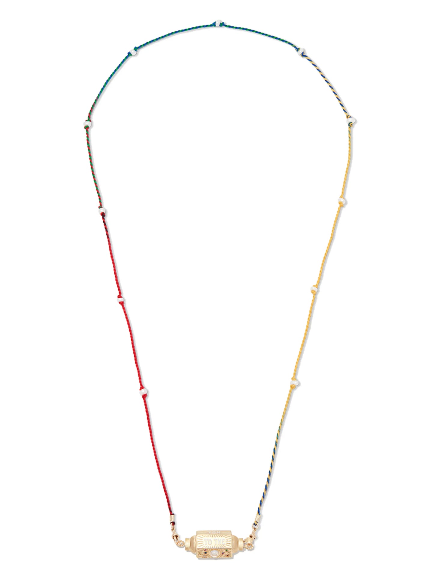 14kt yellow gold Love You multi-stone necklace