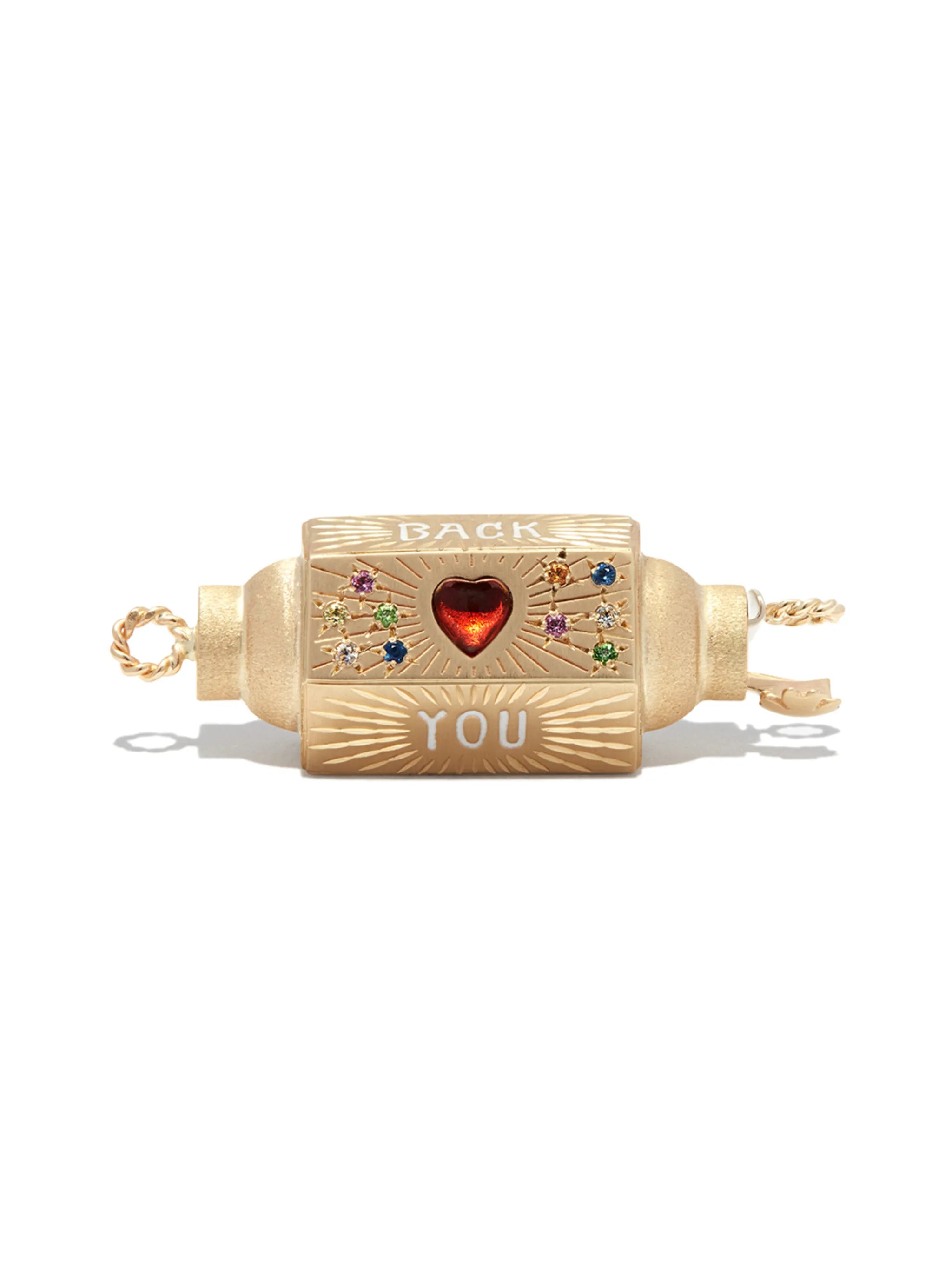 14kt yellow gold Love You multi-stone necklace