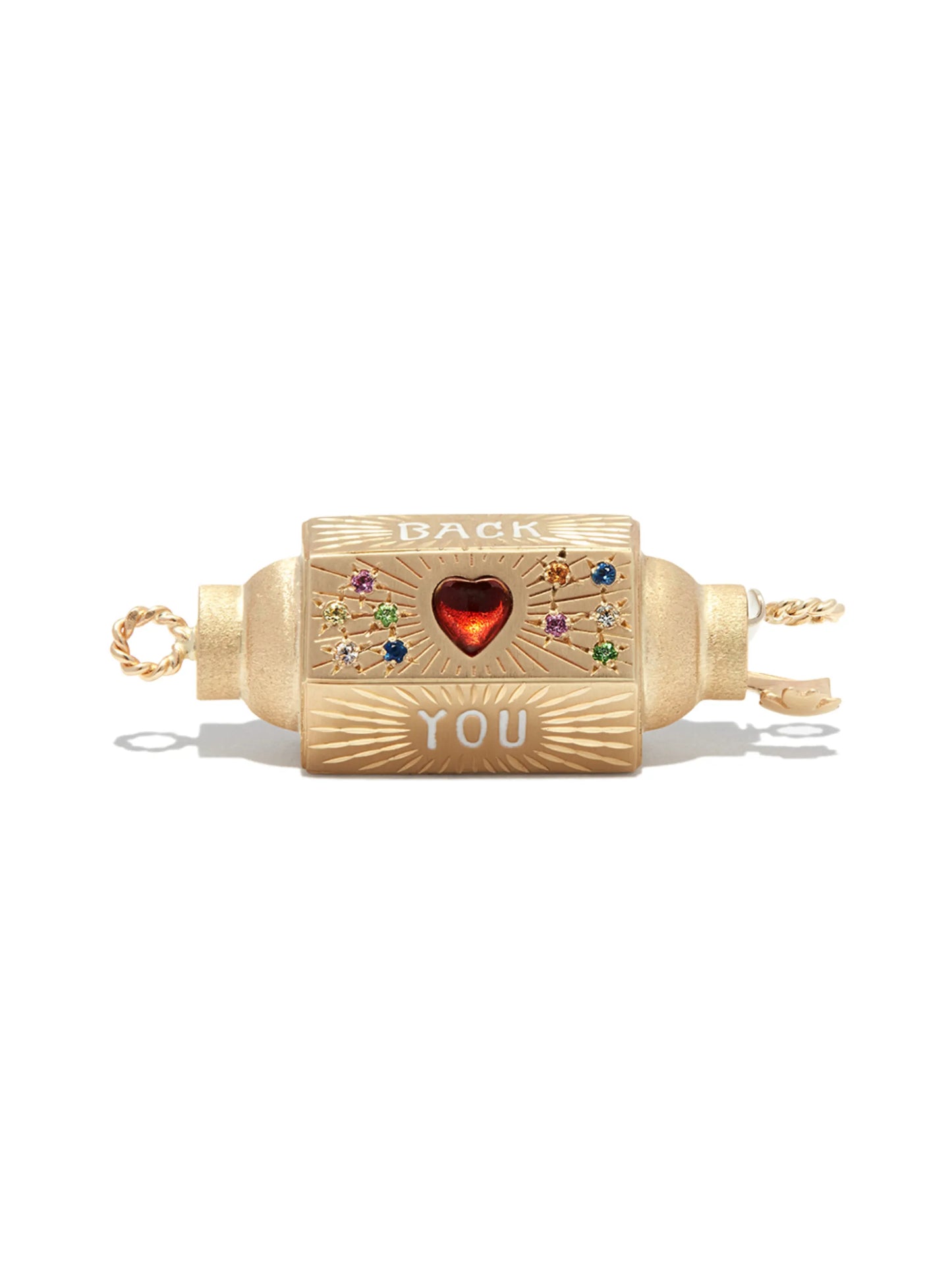14kt yellow gold Love You multi-stone necklace