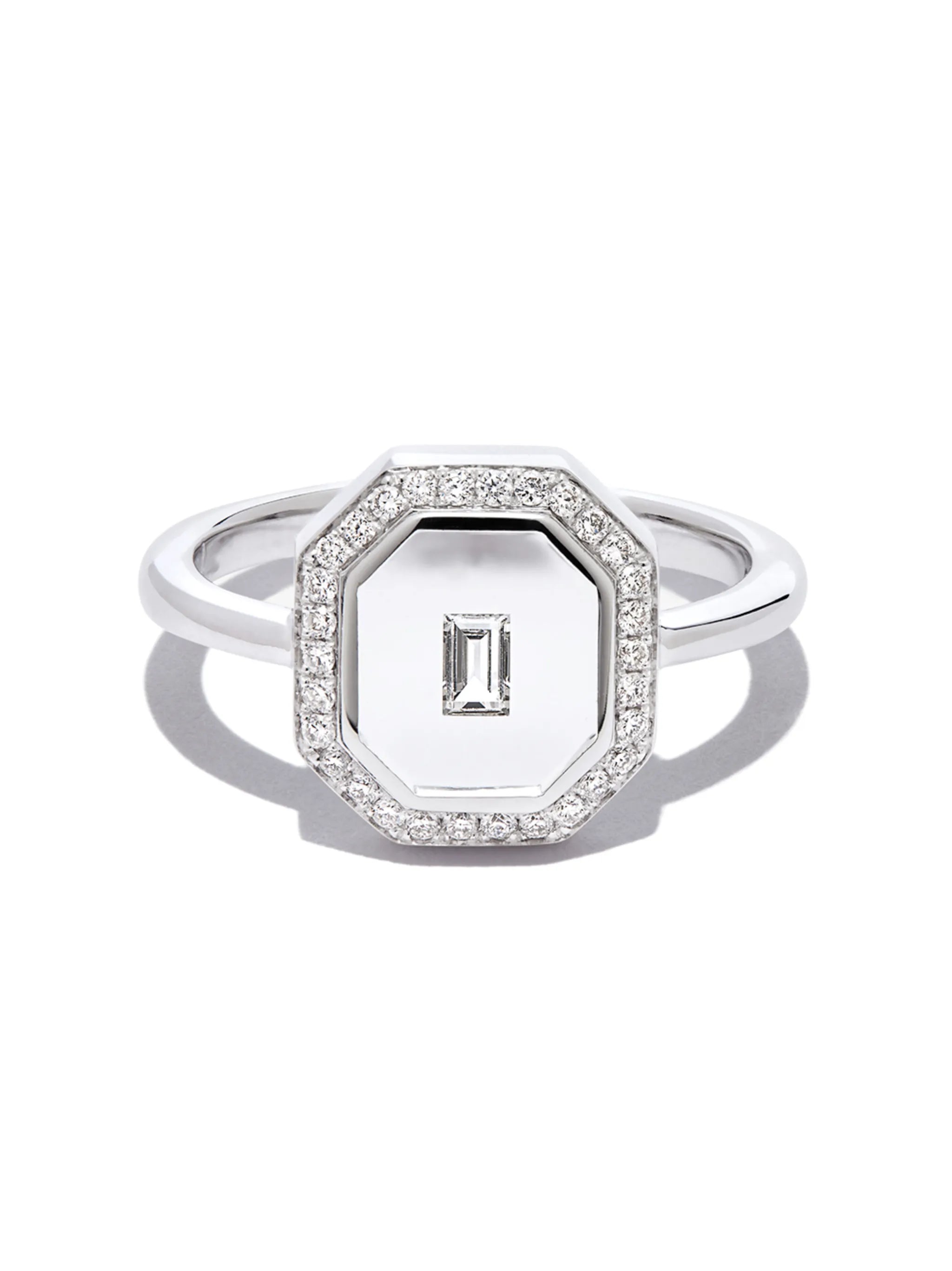 18kt white gold Universe diamond and enamel ring