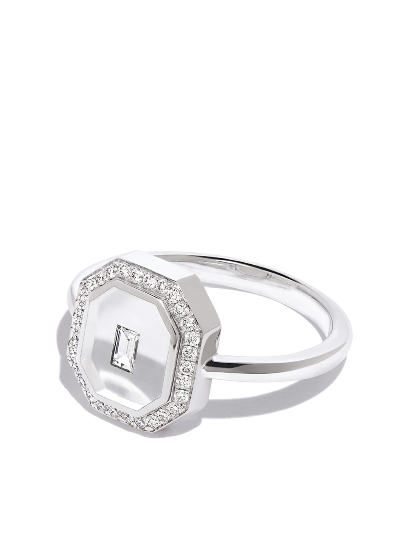 18kt white gold Universe diamond and enamel ring