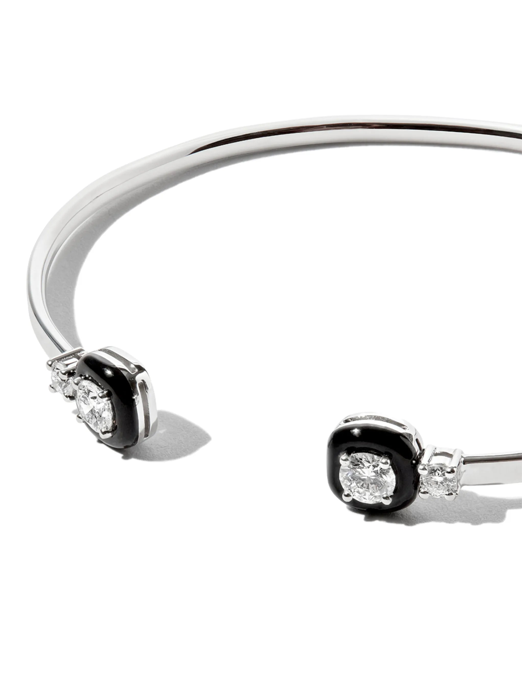 18kt white gold diamond and enamel cuff