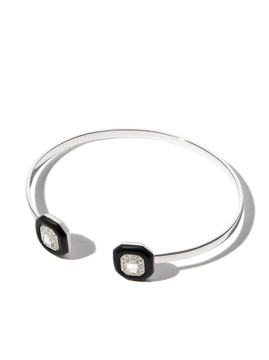 18kt white gold diamond and enamel cuff