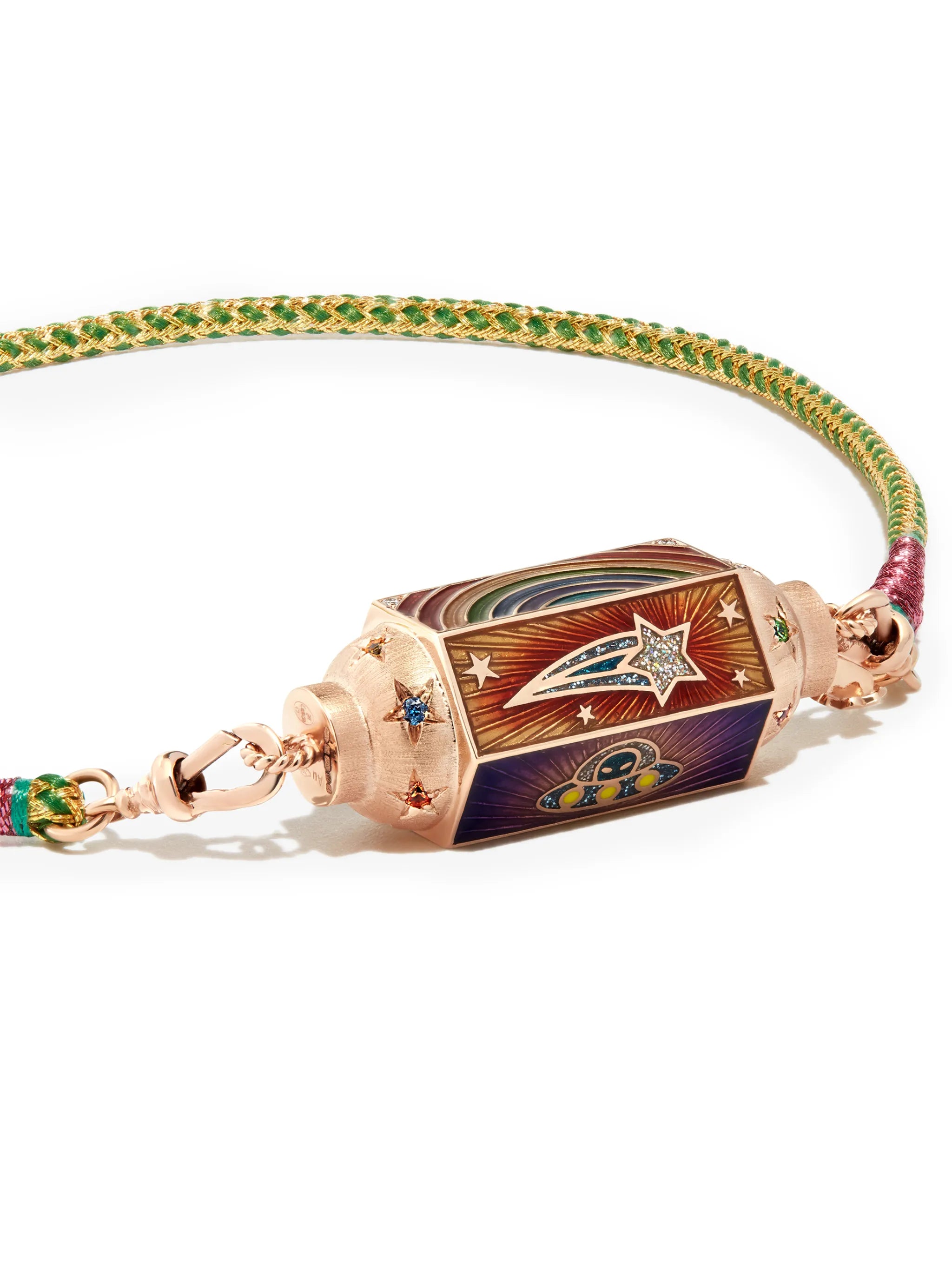 18kt rose gold Believe sapphire and diamond locket necklace