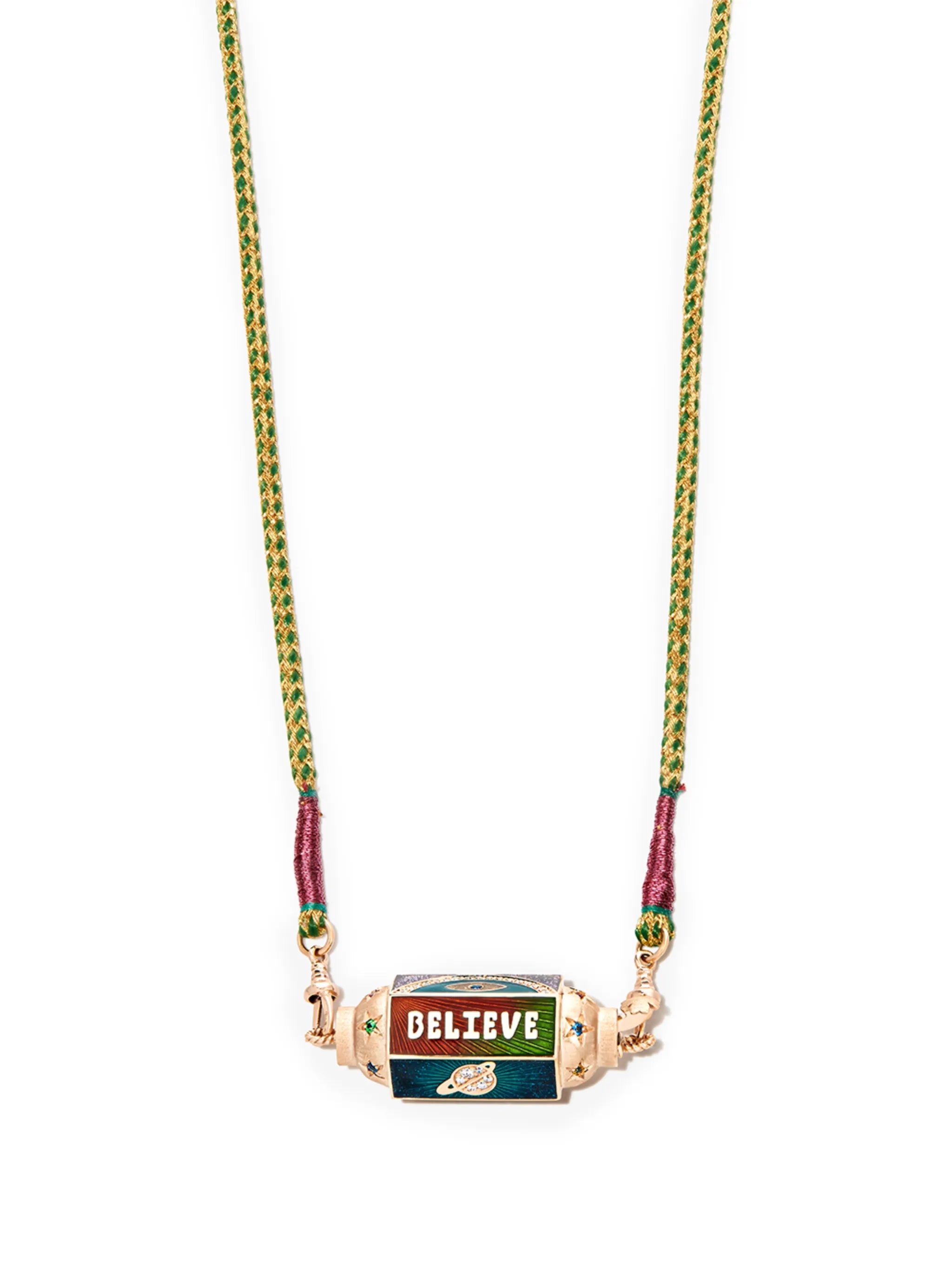 18kt rose gold Believe sapphire and diamond locket necklace