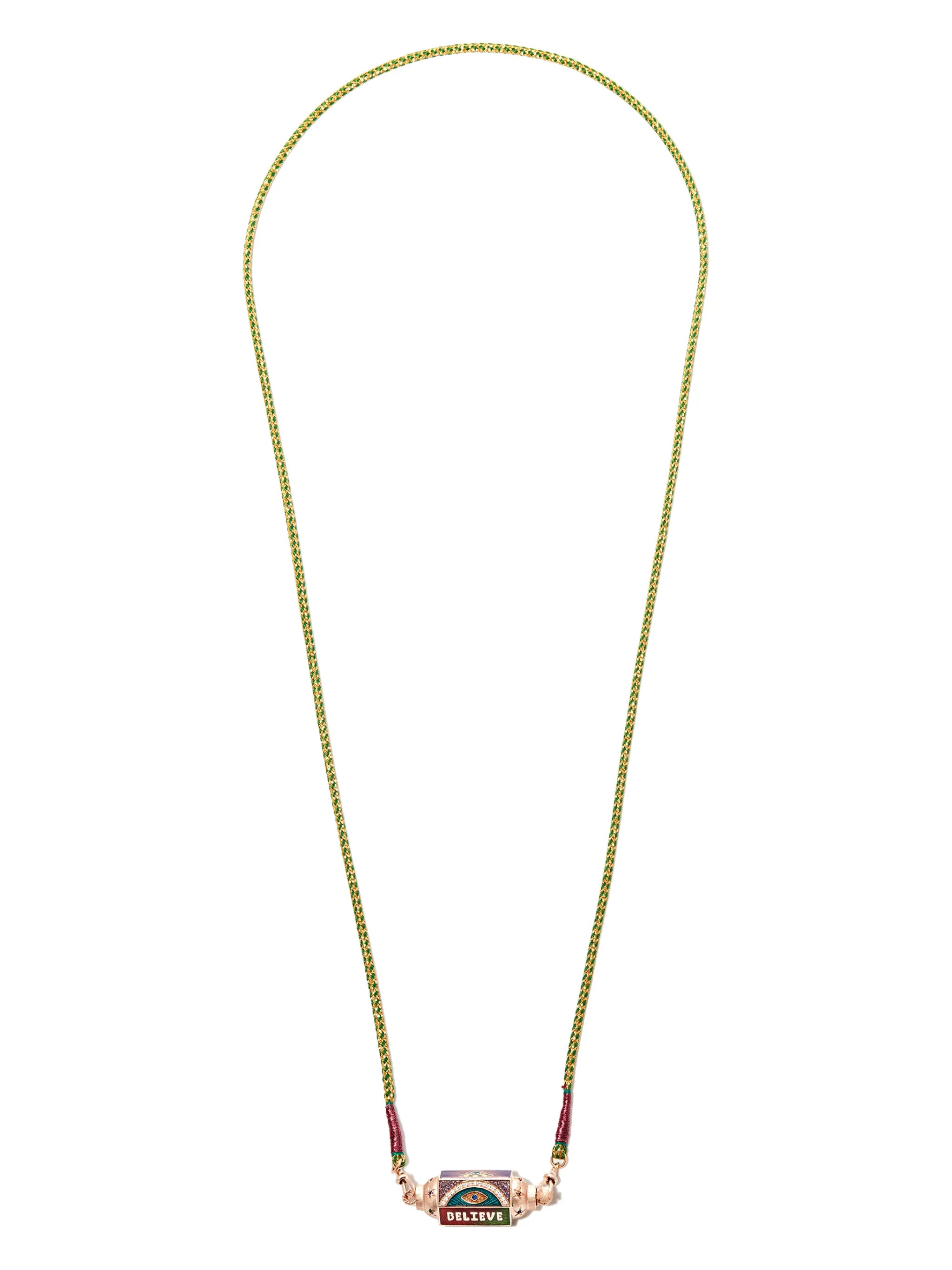 18kt rose gold Believe sapphire and diamond locket necklace