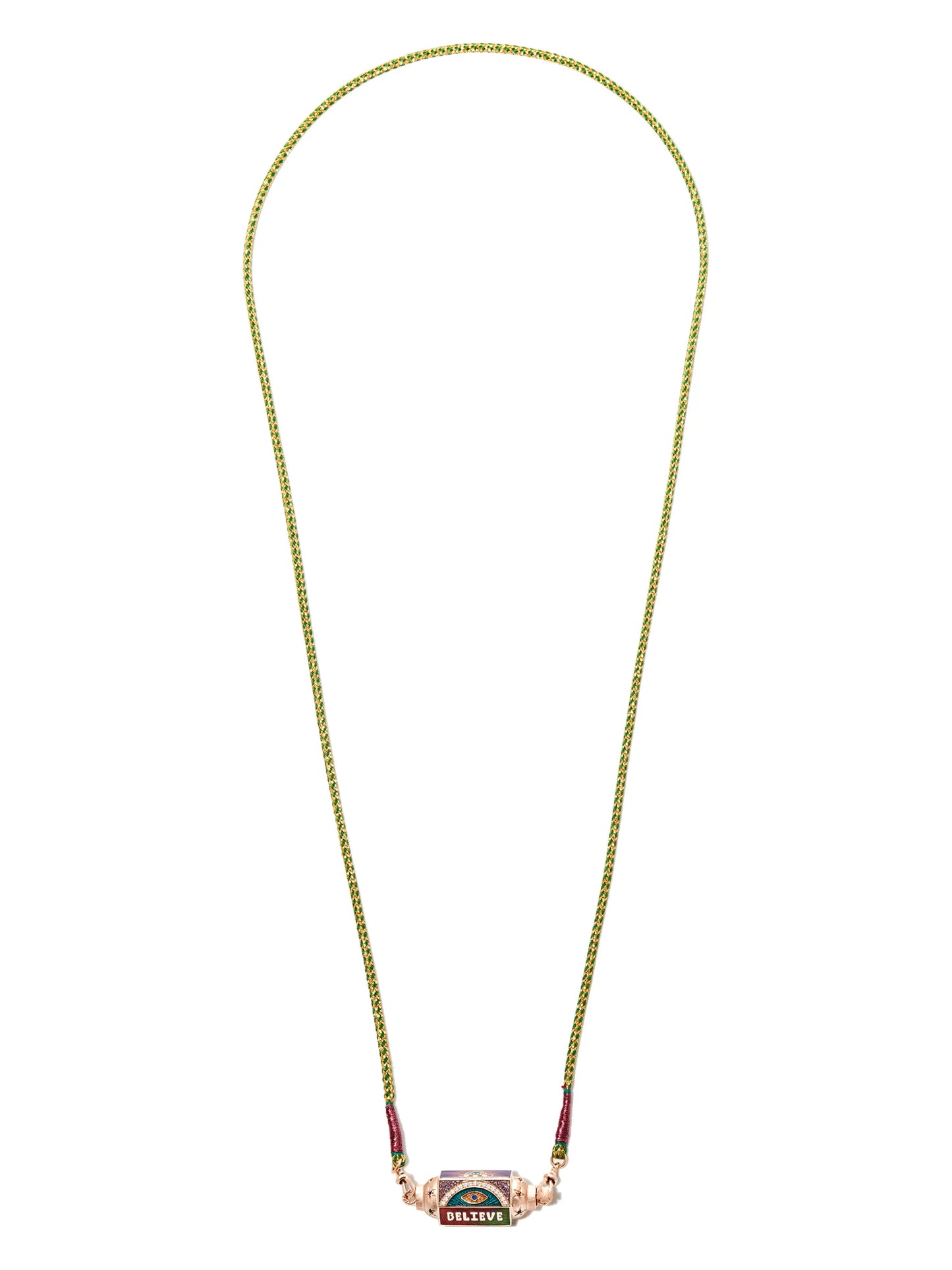 18kt rose gold Believe sapphire and diamond locket necklace