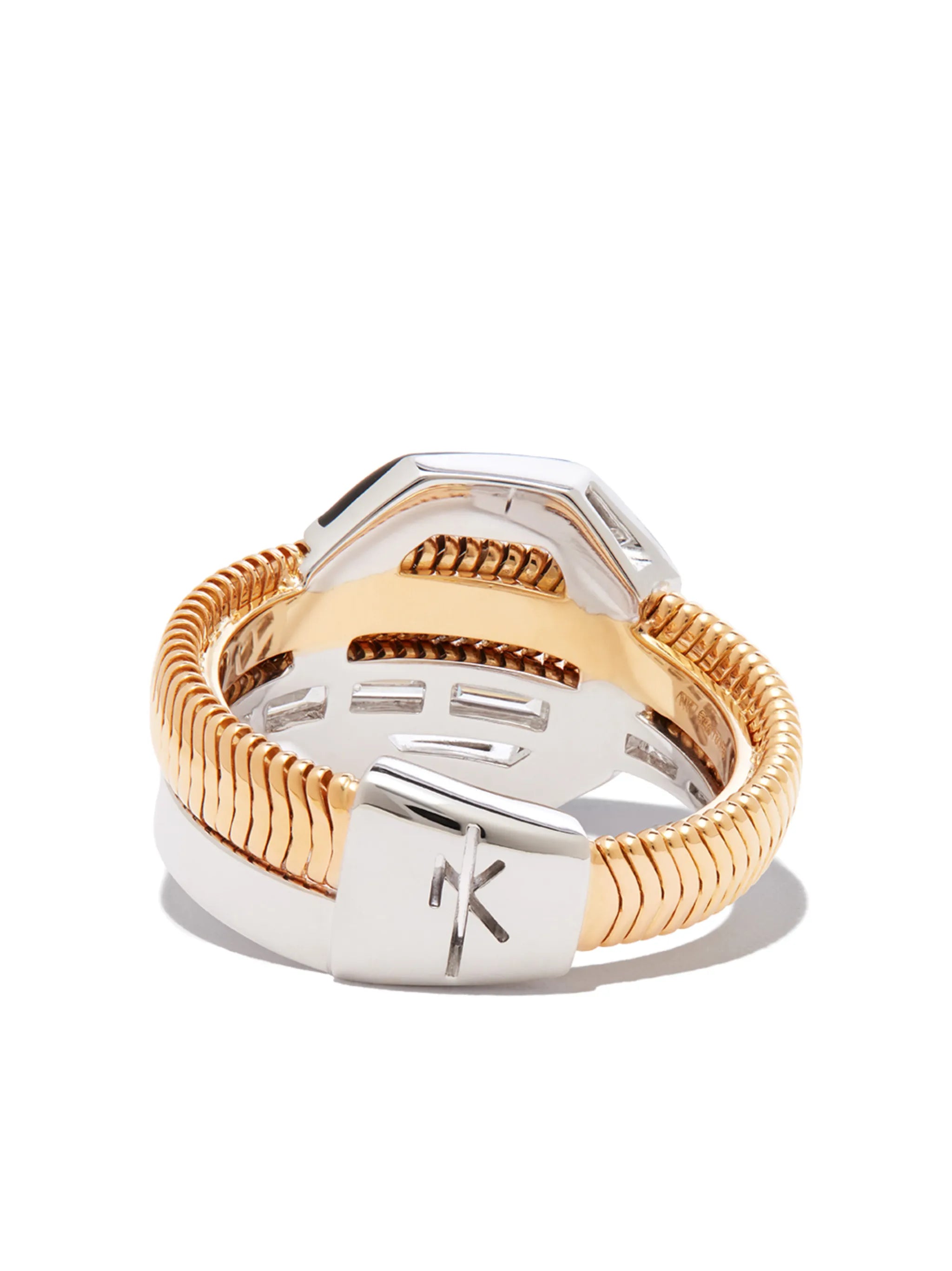 18k yellow and white gold Feelings enamel ring