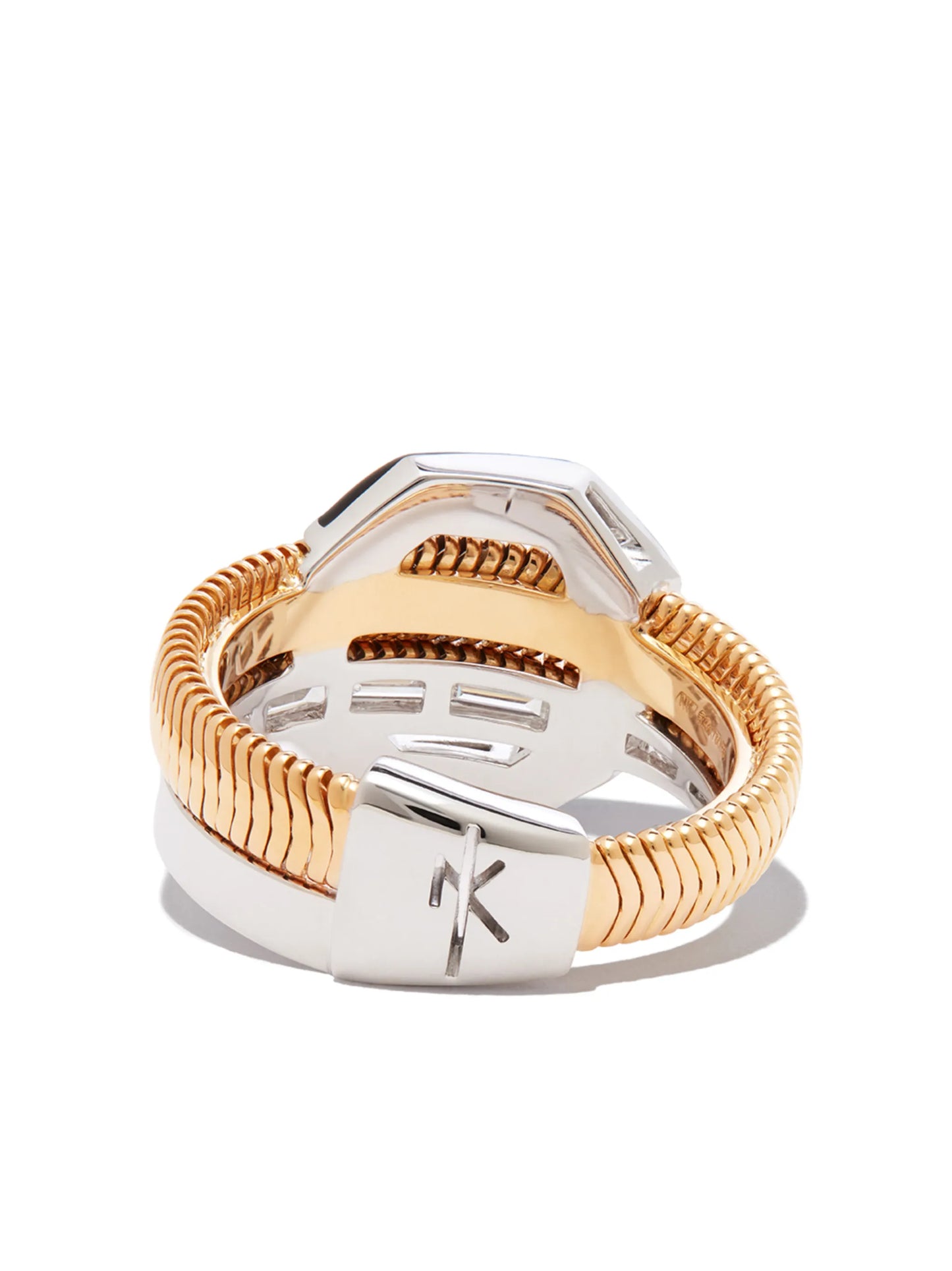 18k yellow and white gold Feelings enamel ring