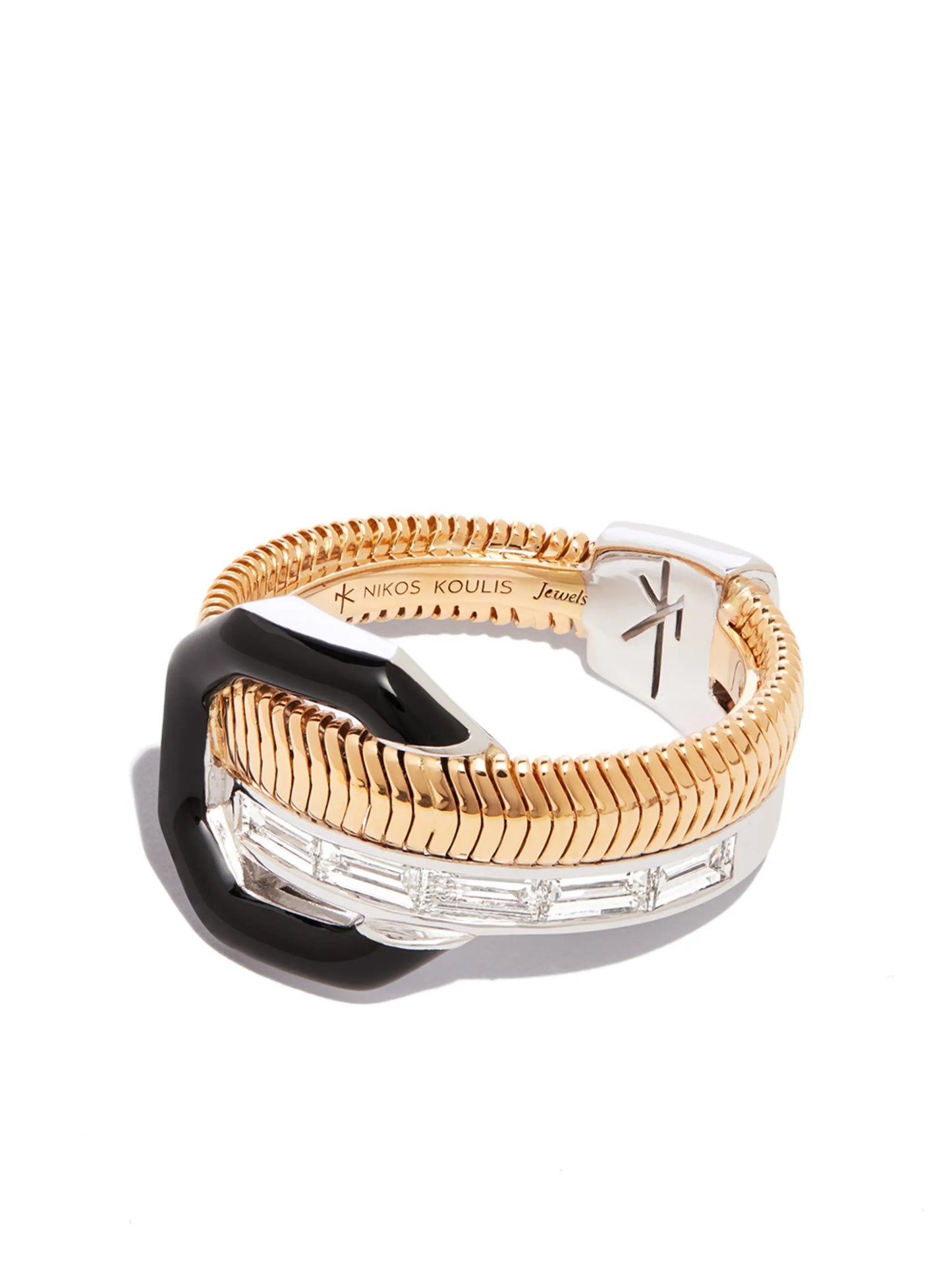 18k yellow and white gold Feelings enamel ring