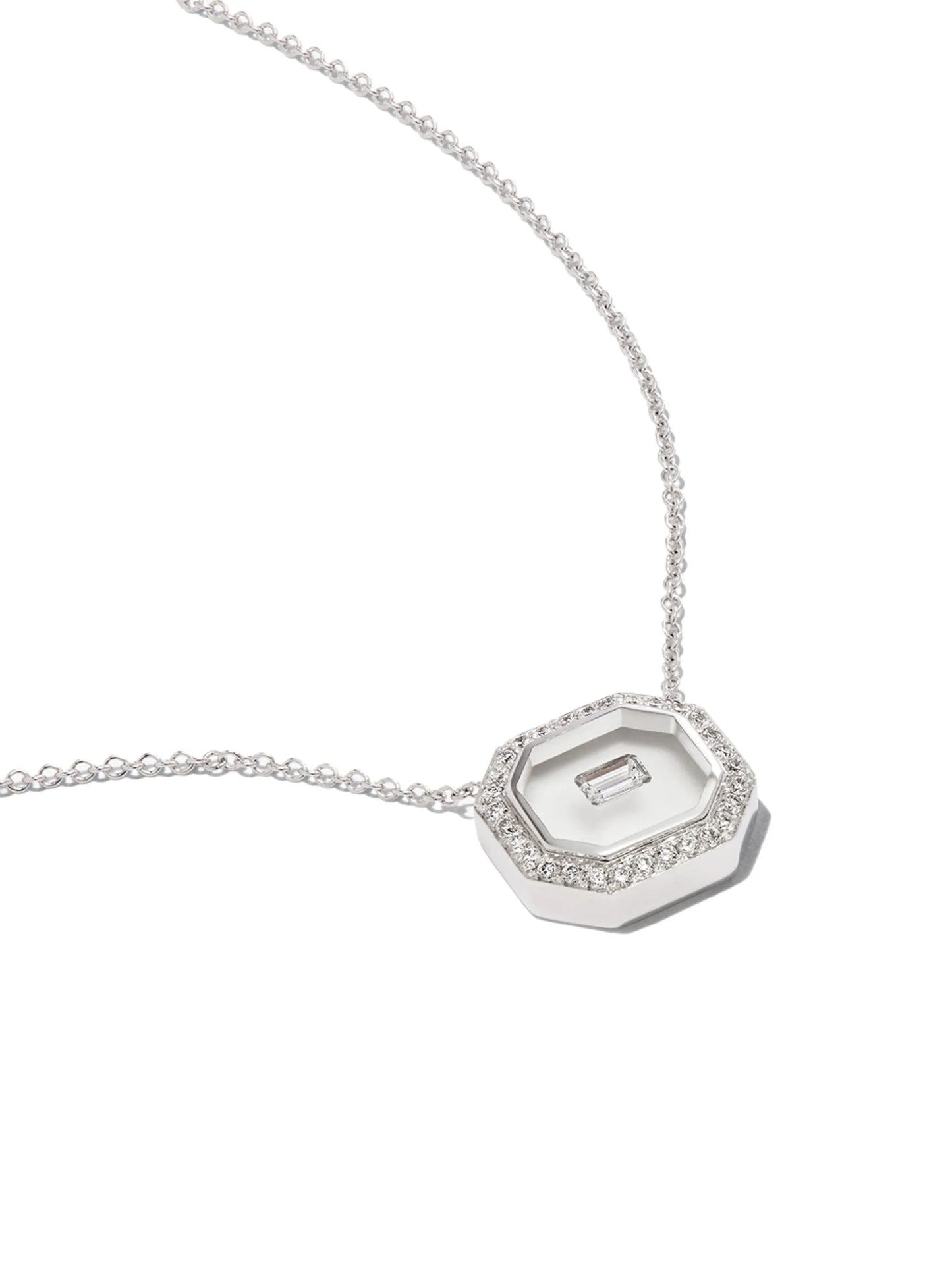 18kt white gold diamond and enamel necklace