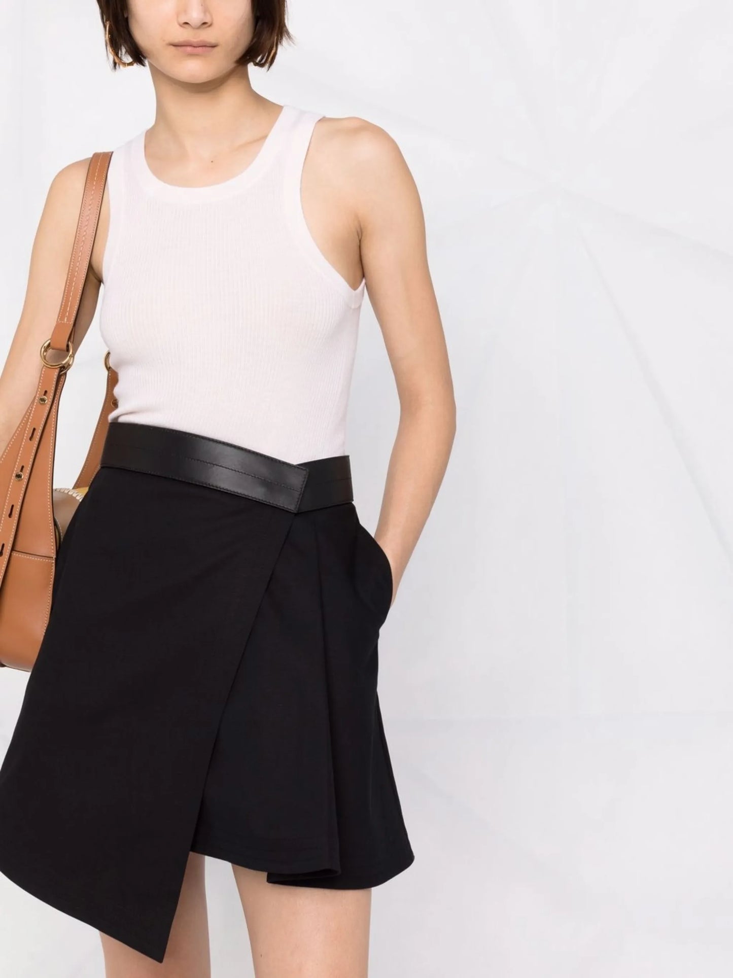 asymmetric wrap mini skirt