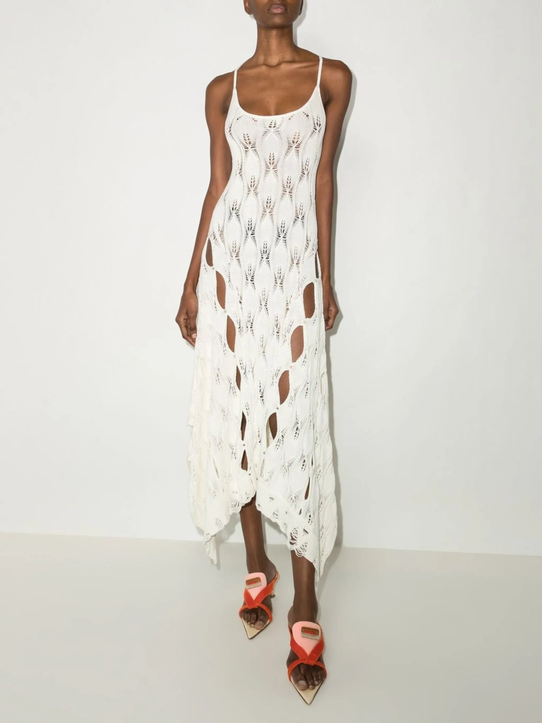 open-knit midi dress
