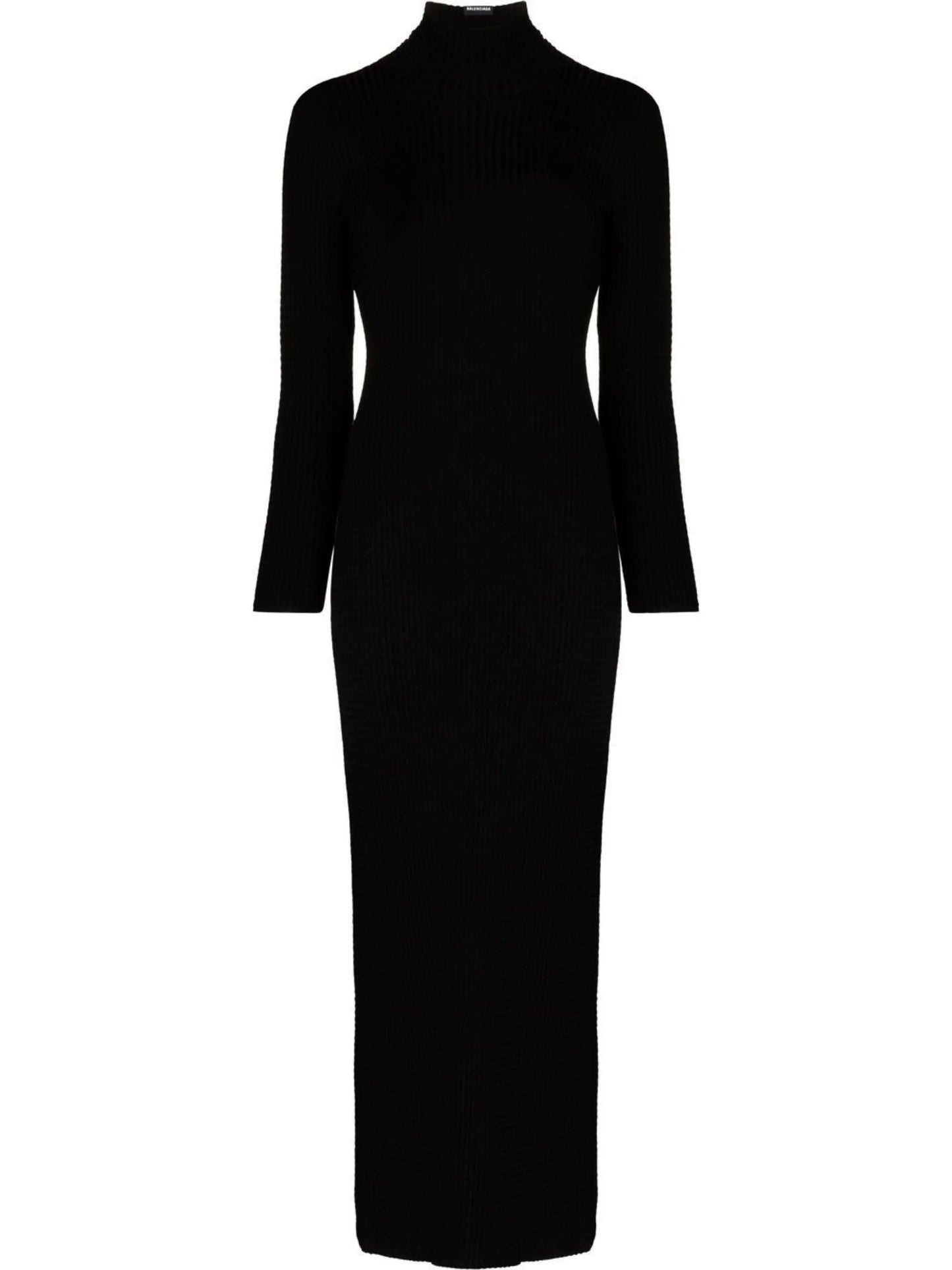 textured mock-neck dress