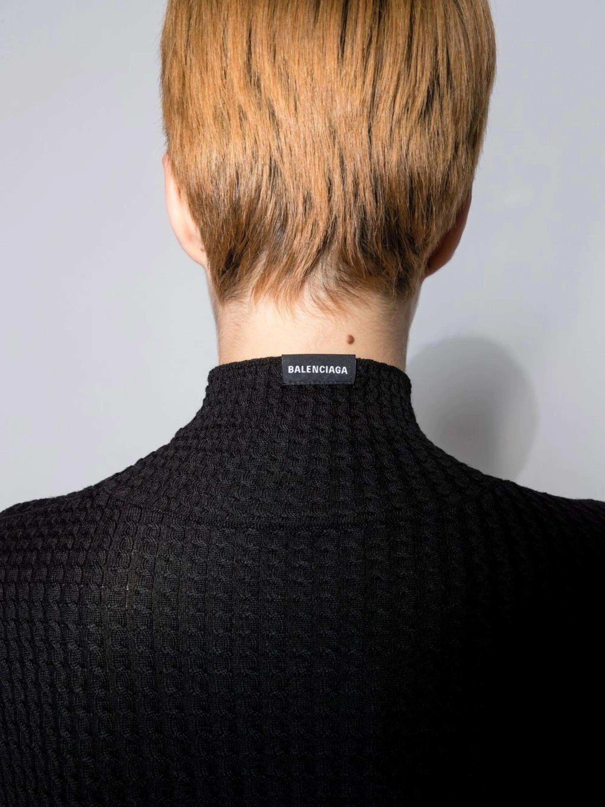 textured mock-neck dress