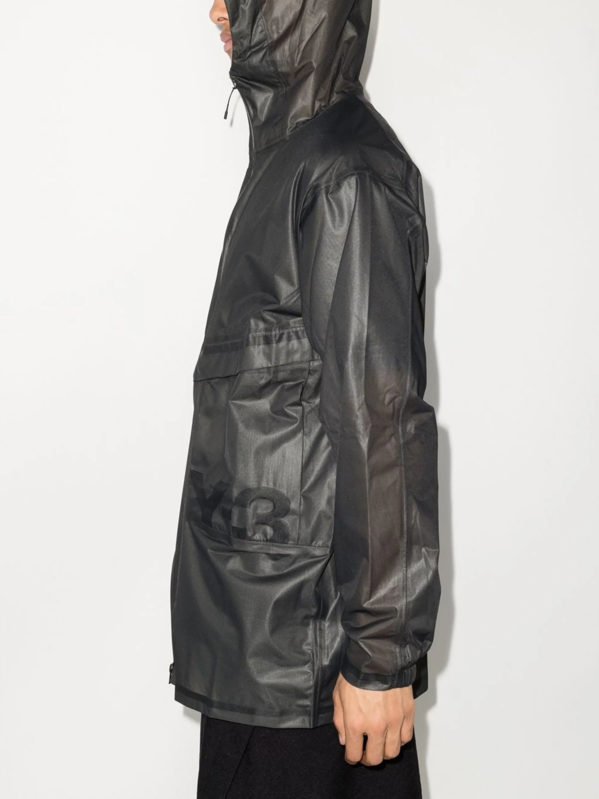 debossed-logo zip-up windbreaker