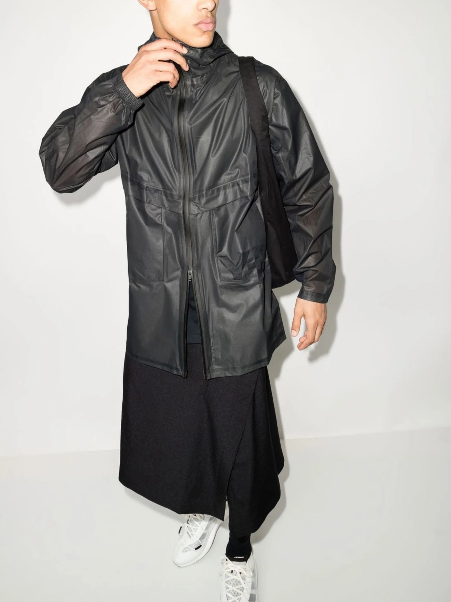 debossed-logo zip-up windbreaker