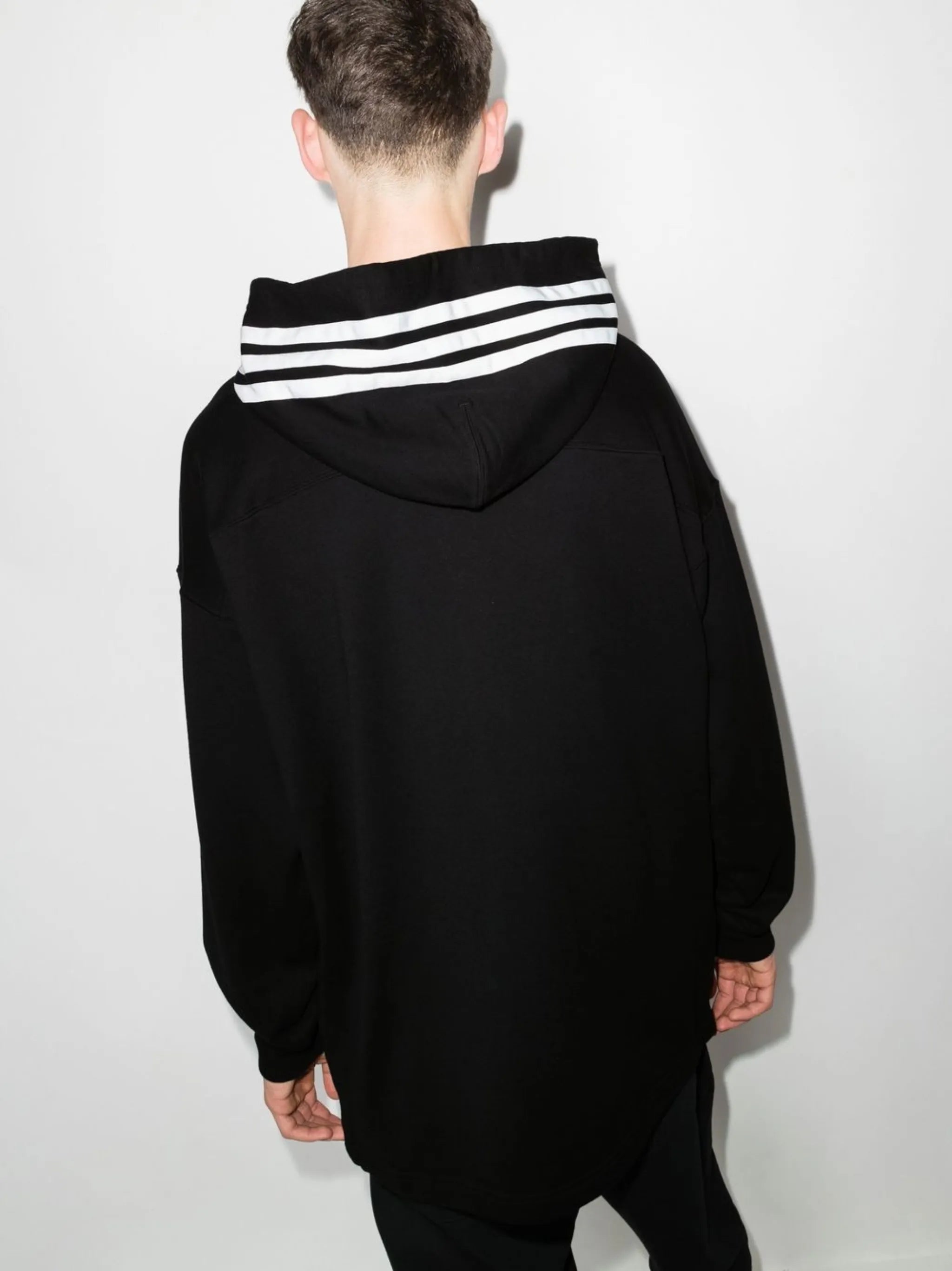 contrast-stripe zip-up hoodie