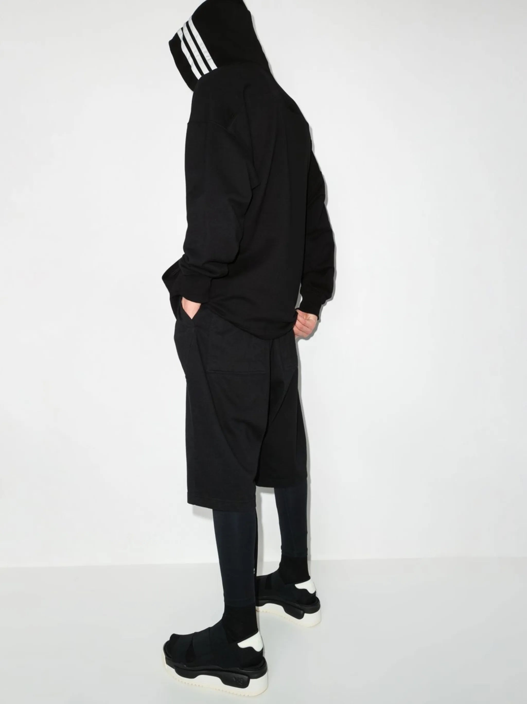 contrast-stripe zip-up hoodie