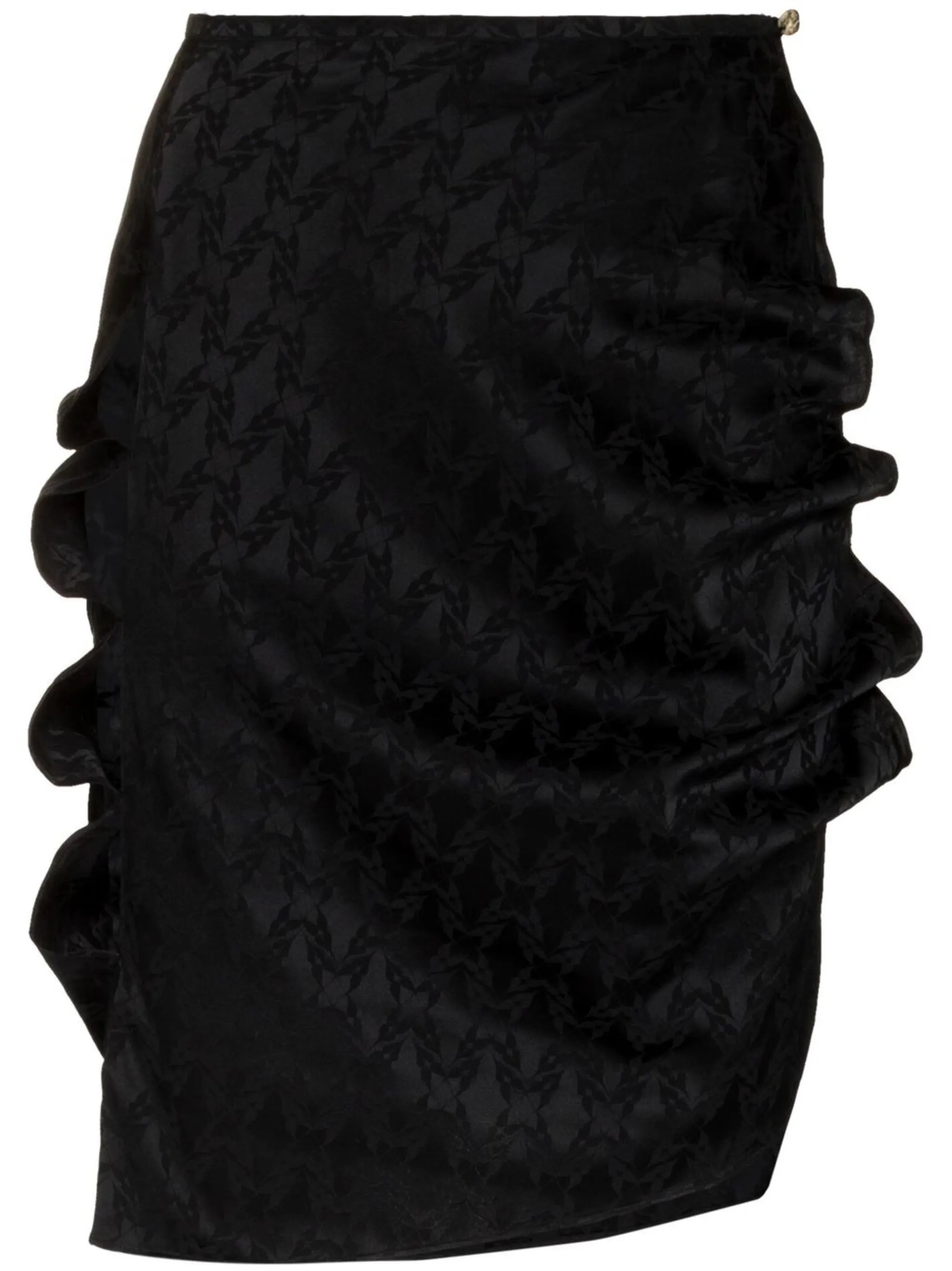 patterned ruched midi skirt