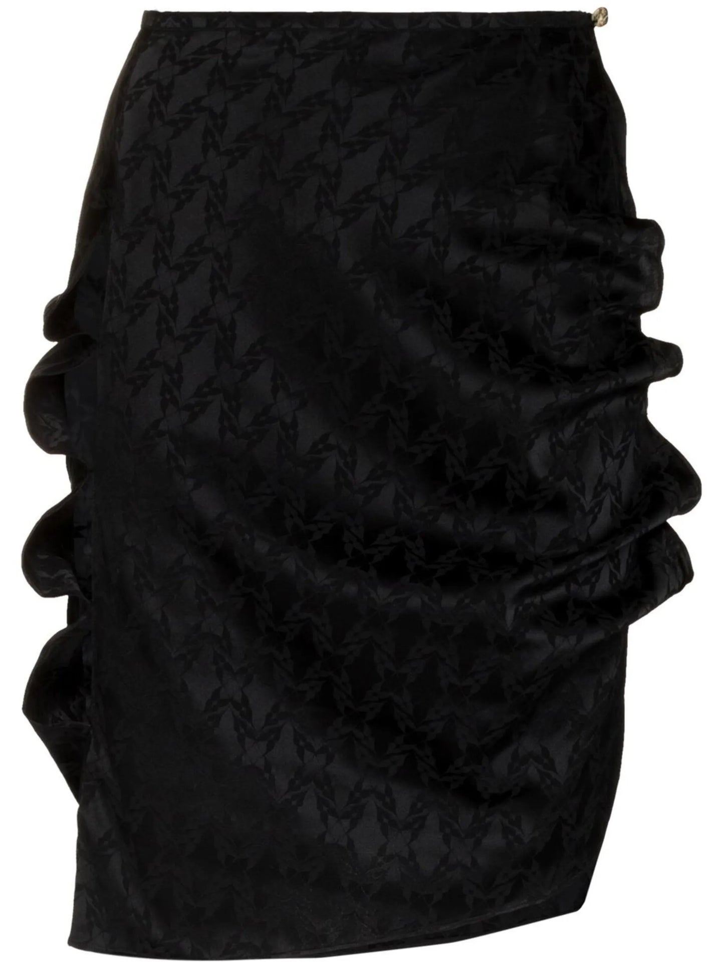 patterned ruched midi skirt