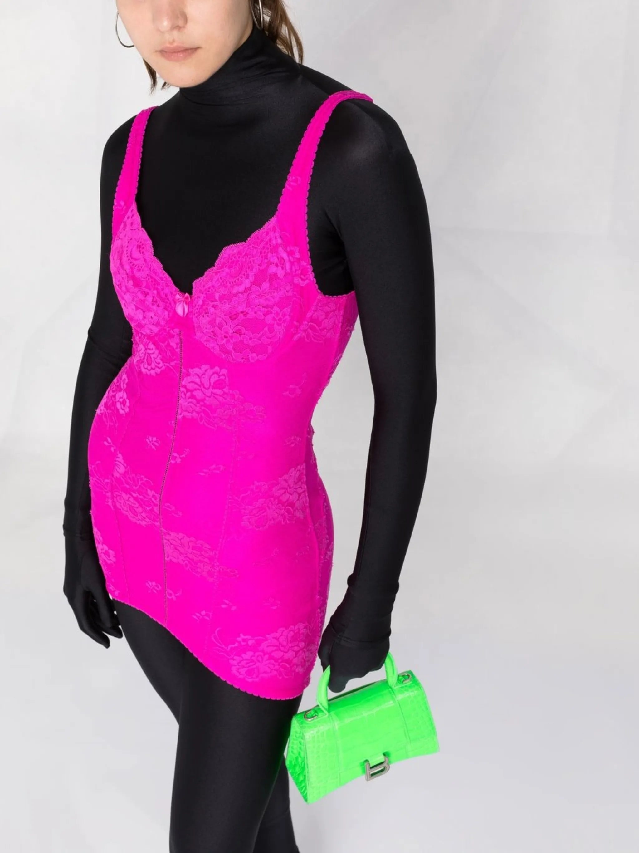 floral jacquard lingerie minidress