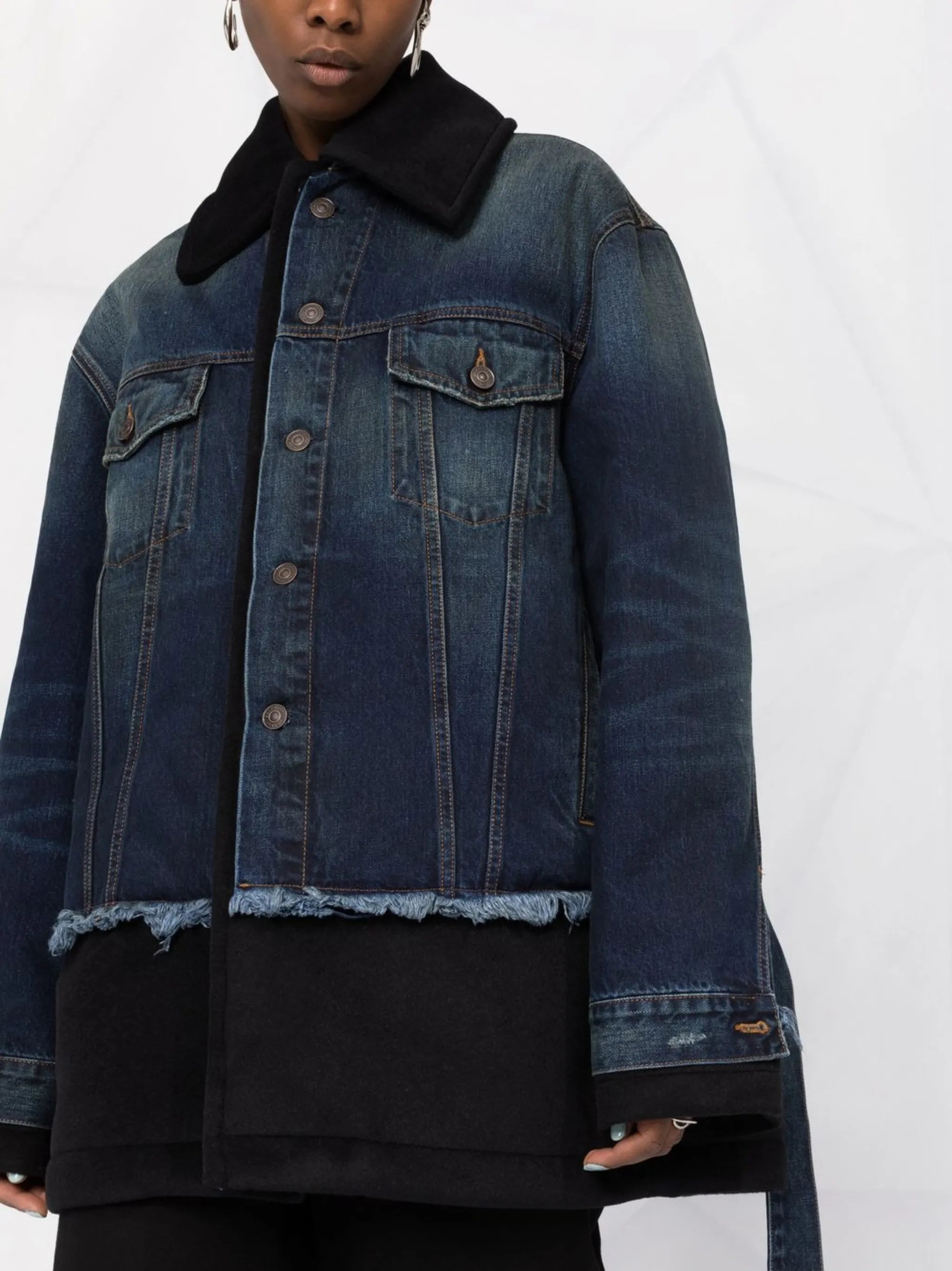 raw-edge panelled peacoat