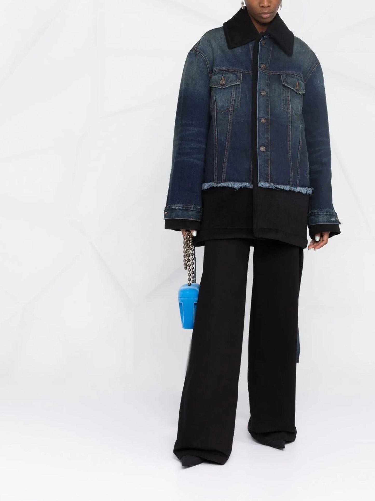 raw-edge panelled peacoat