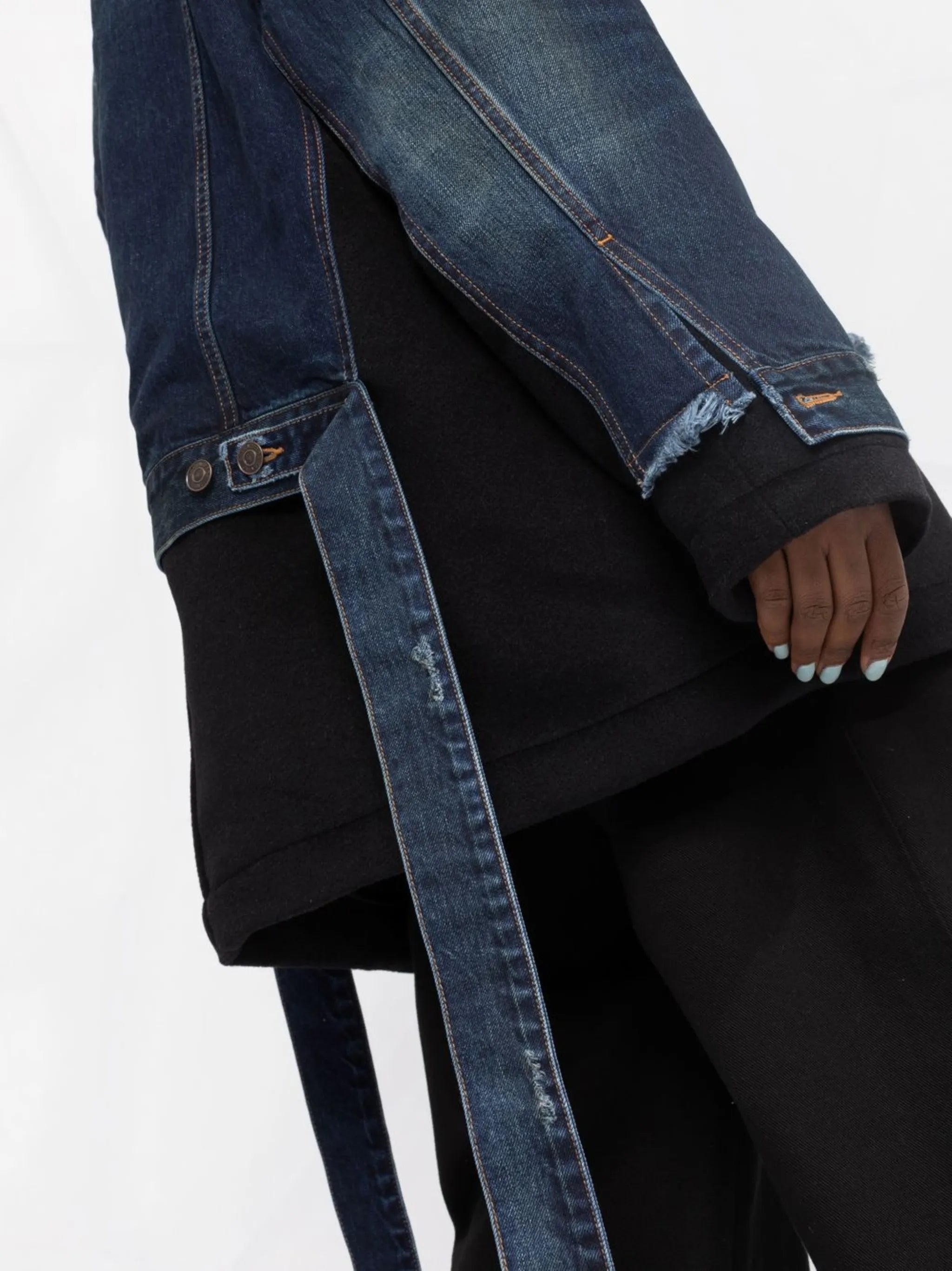 raw-edge panelled peacoat