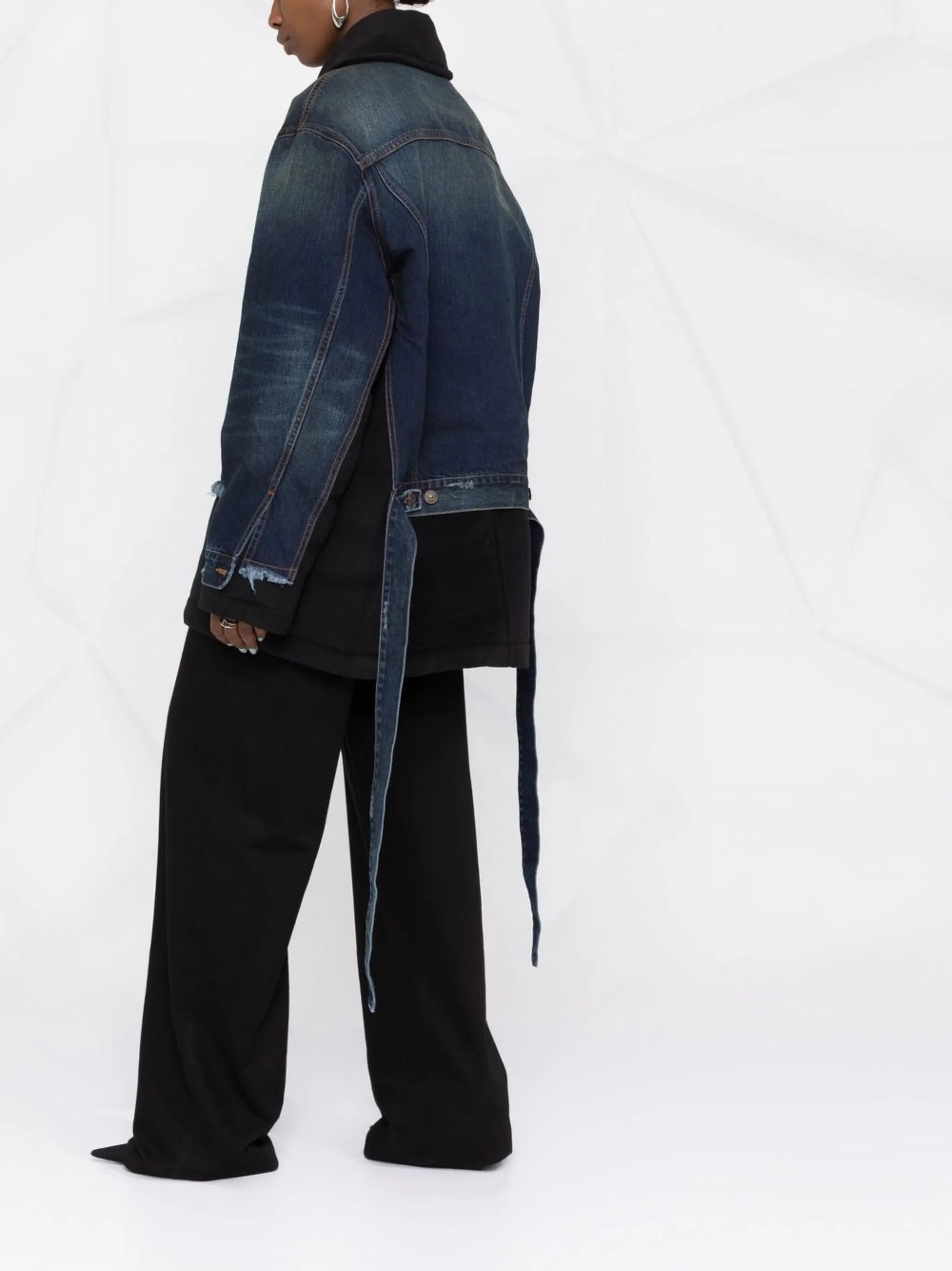 raw-edge panelled peacoat