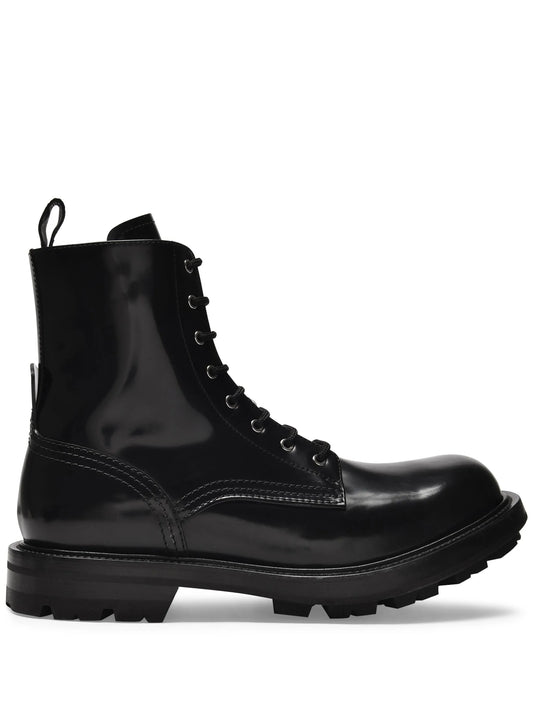 high-shine ankle boots