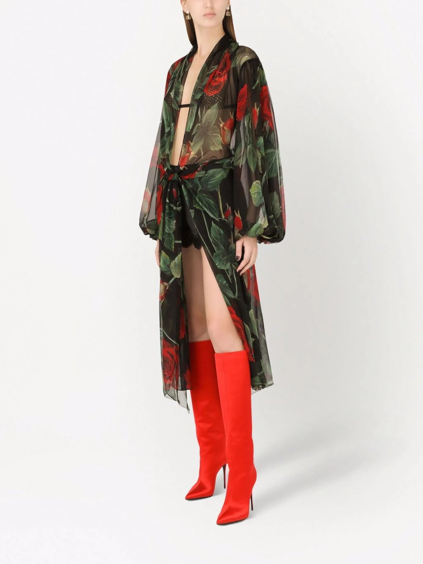 floral-print puff-sleeve dress