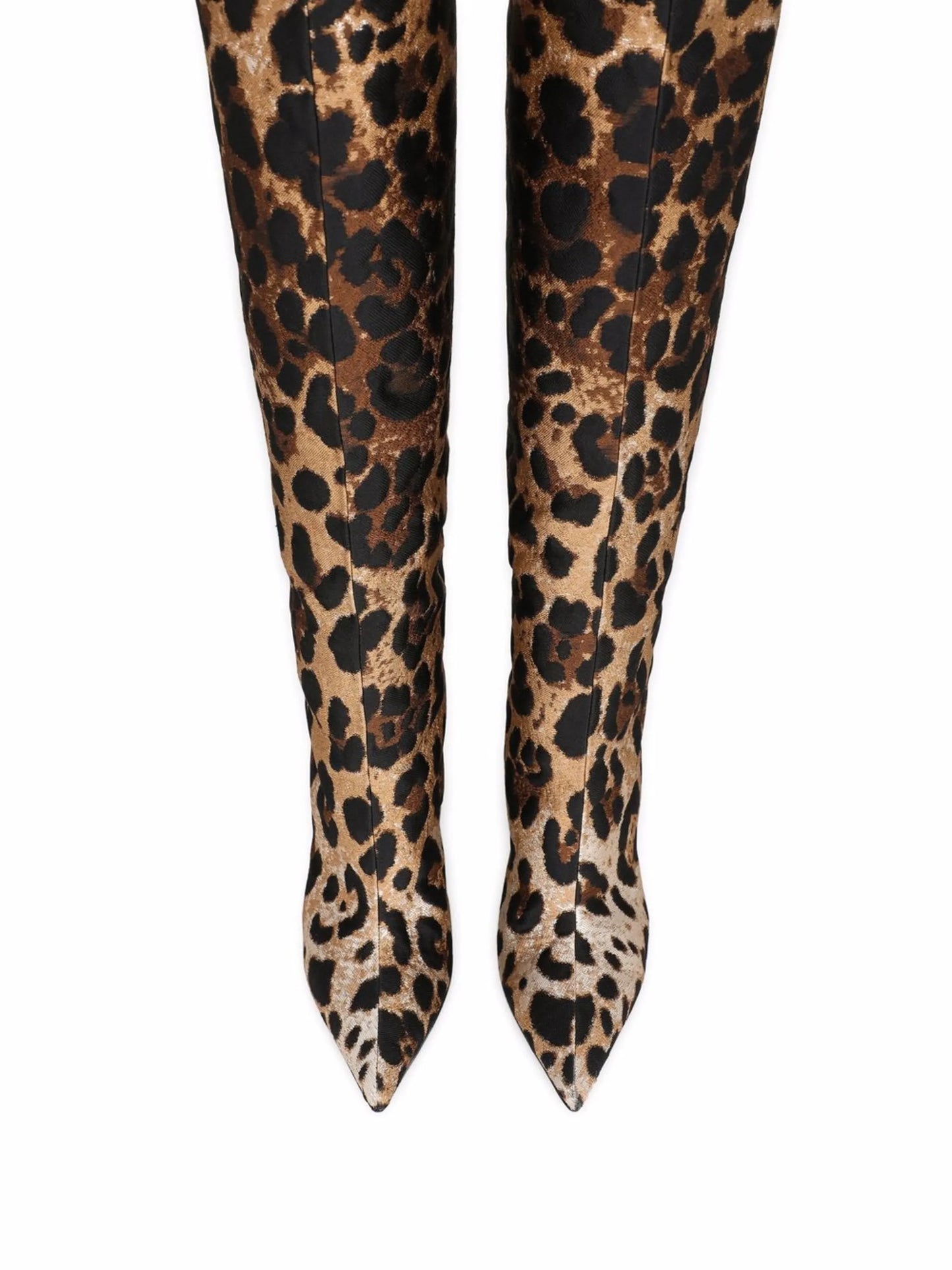leopard-print jacquard knee-length boots