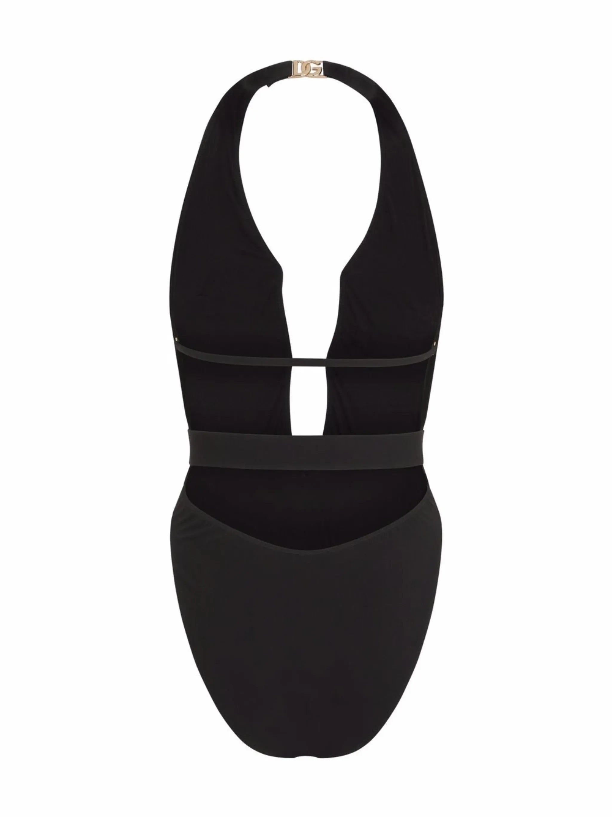 plunge-neck belted swimsuit