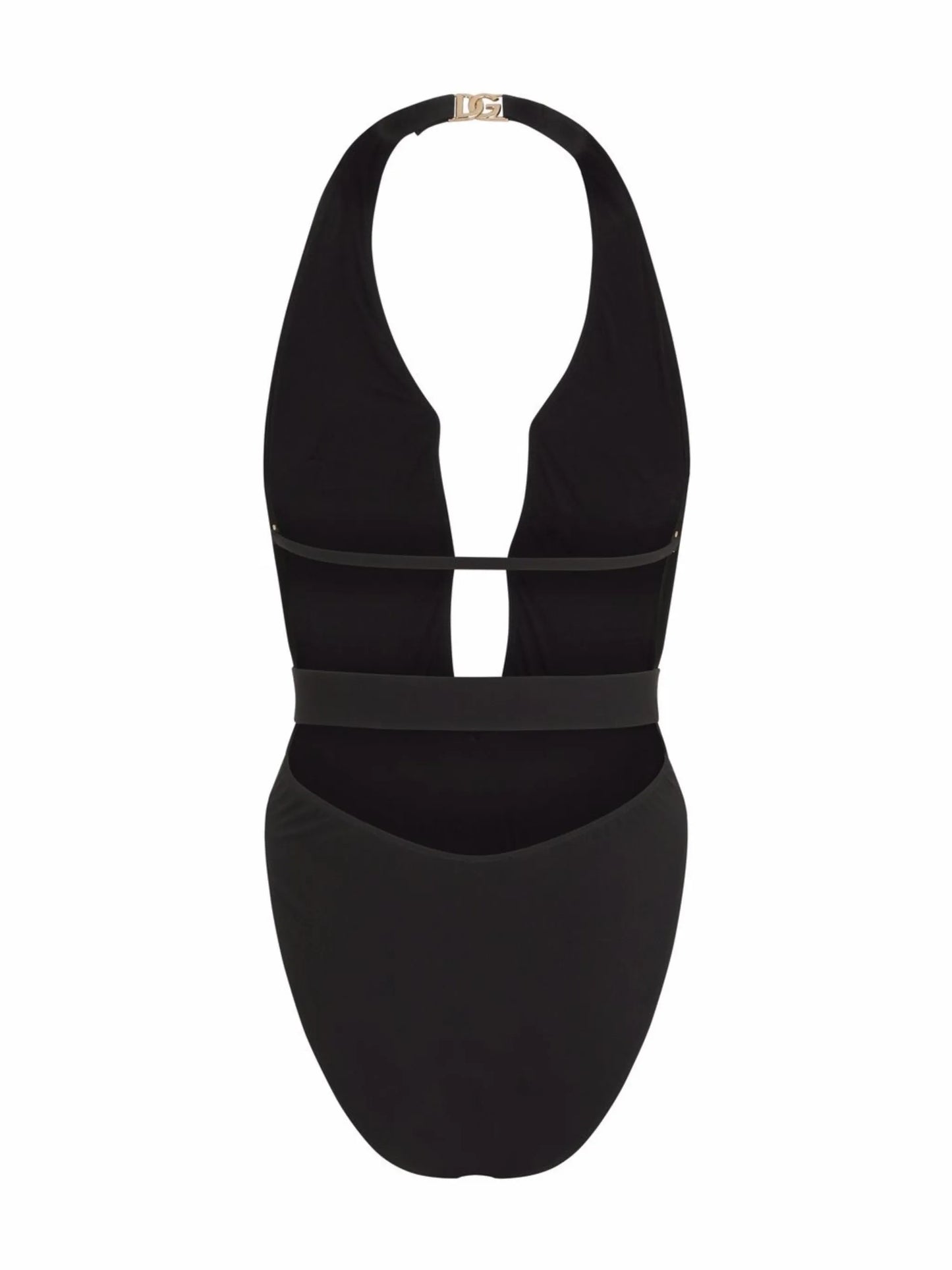 plunge-neck belted swimsuit
