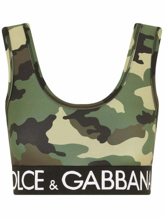 camouflage-print cropped top
