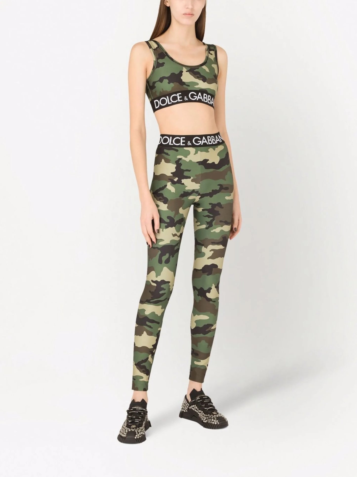 camouflage-print cropped top
