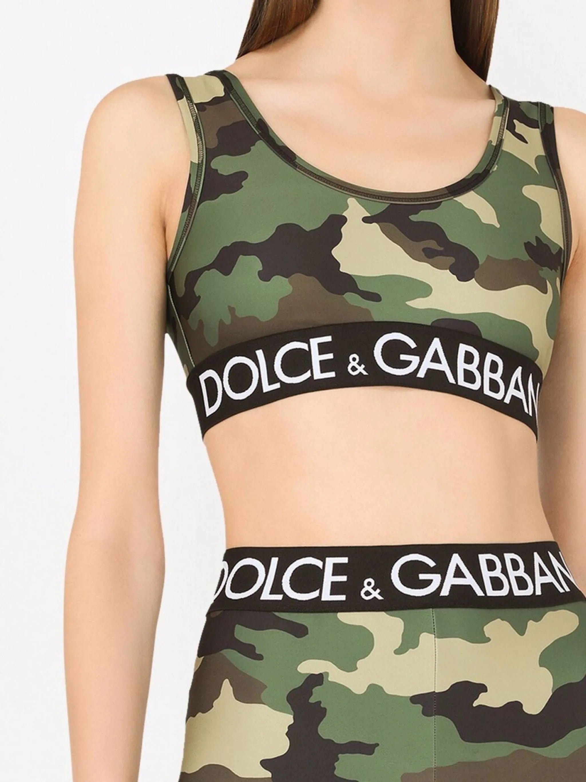 camouflage-print cropped top