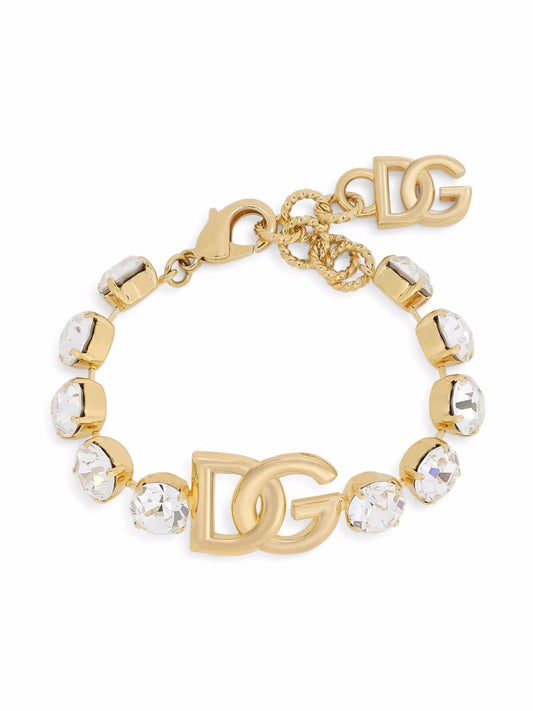 logo-plaque crystal-embellished bracelet
